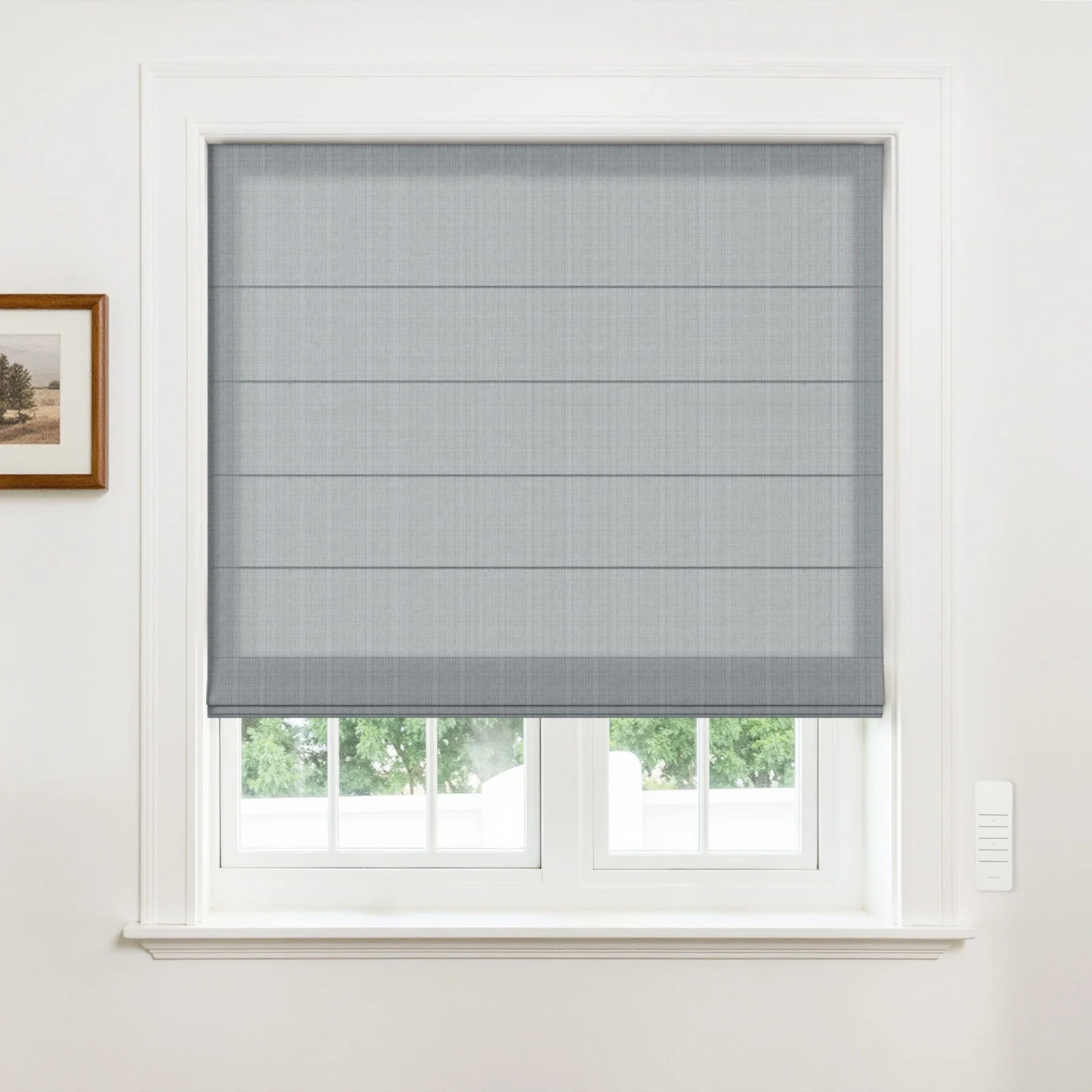 Alvin Motorized Linen Light Filtering Roman Shade - Image 12