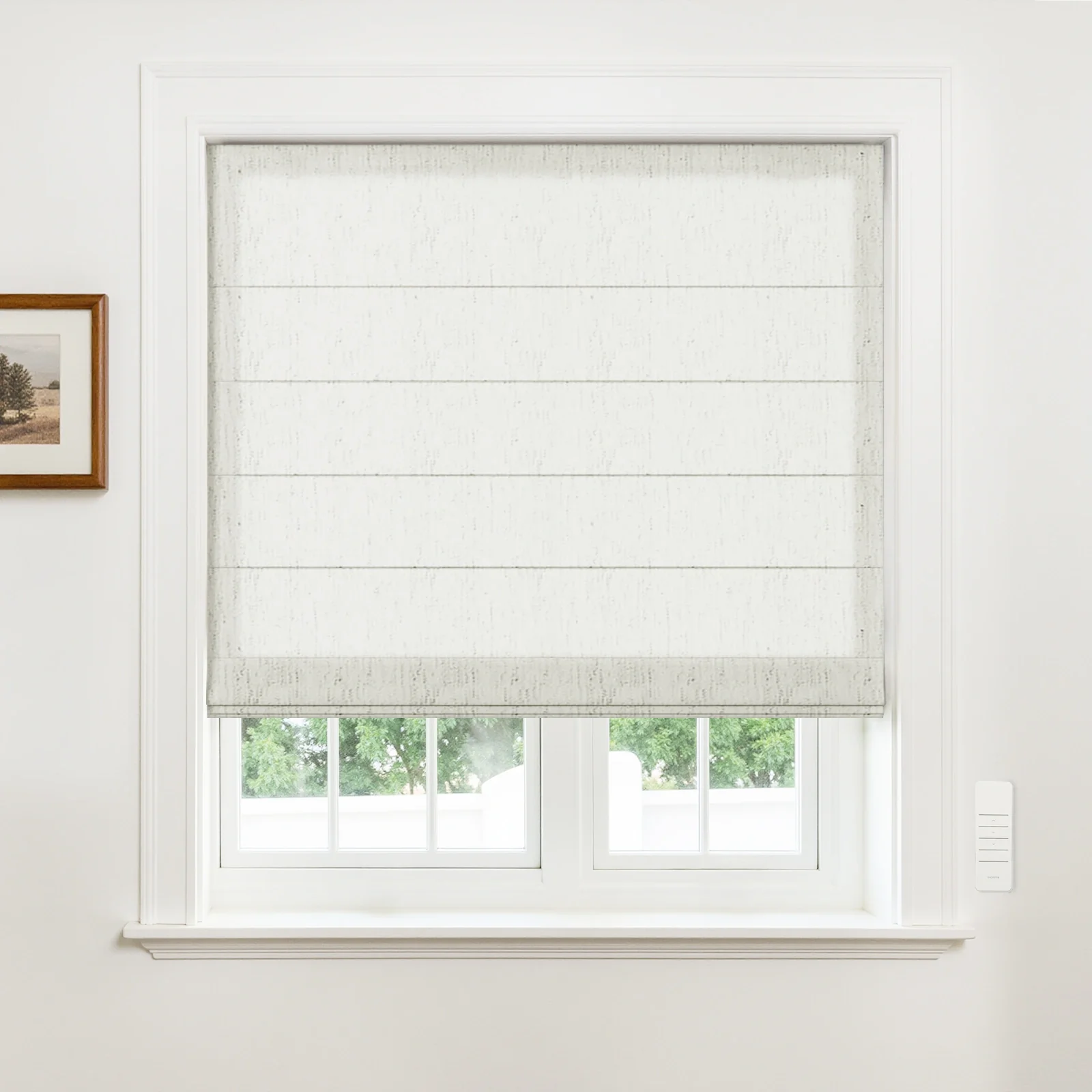 Alvin Motorized Linen Light Filtering Roman Shade - Image 2