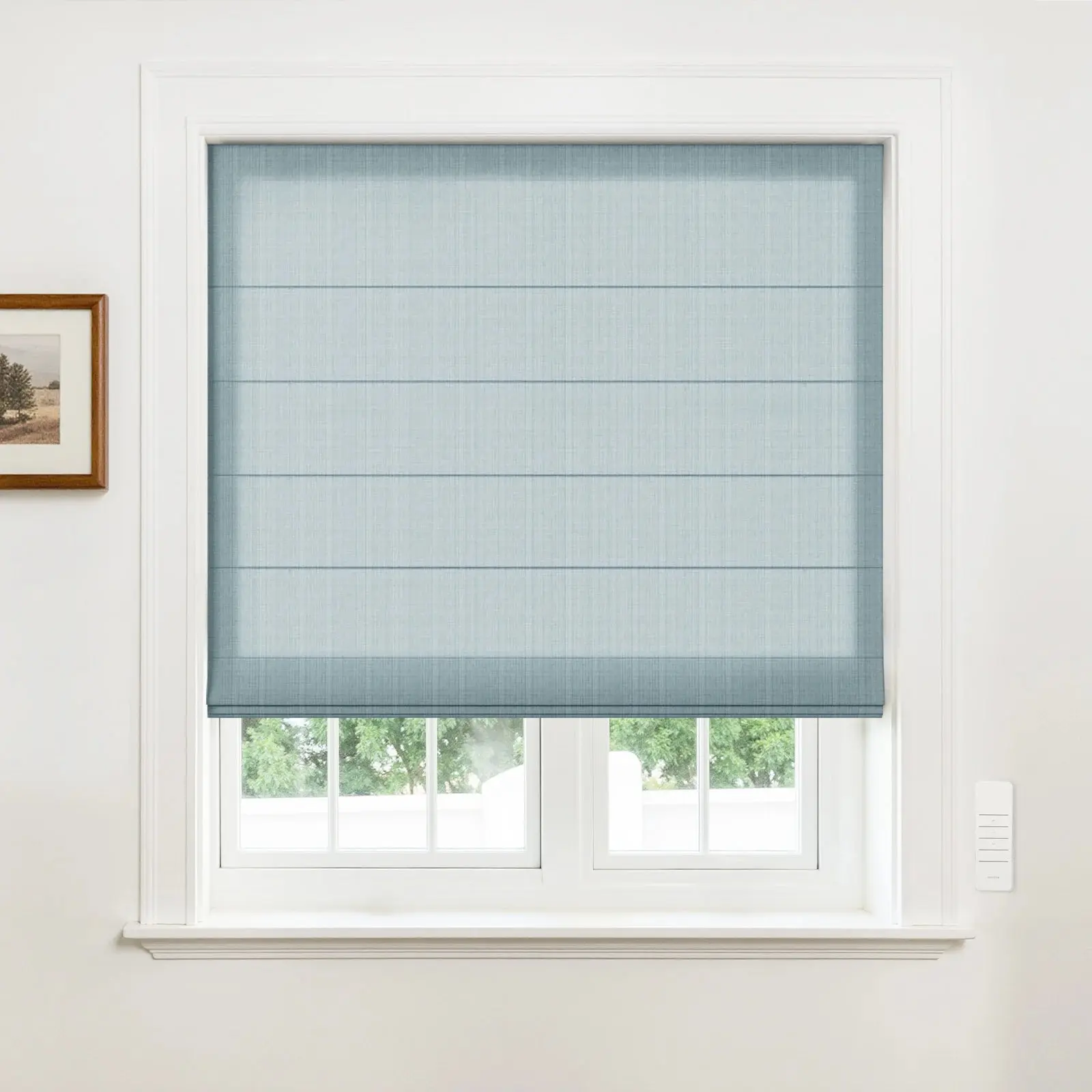 Alvin Motorized Linen Light Filtering Roman Shade - Image 3