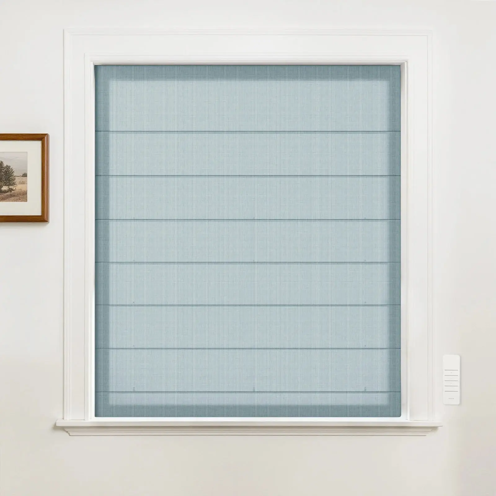 Alvin Motorized Linen Light Filtering Roman Shade - Image 4