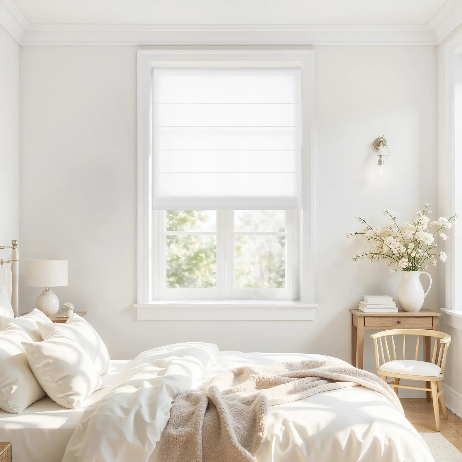 Alvin Motorized Sheer Light Filtering Roman Shade - Image 3