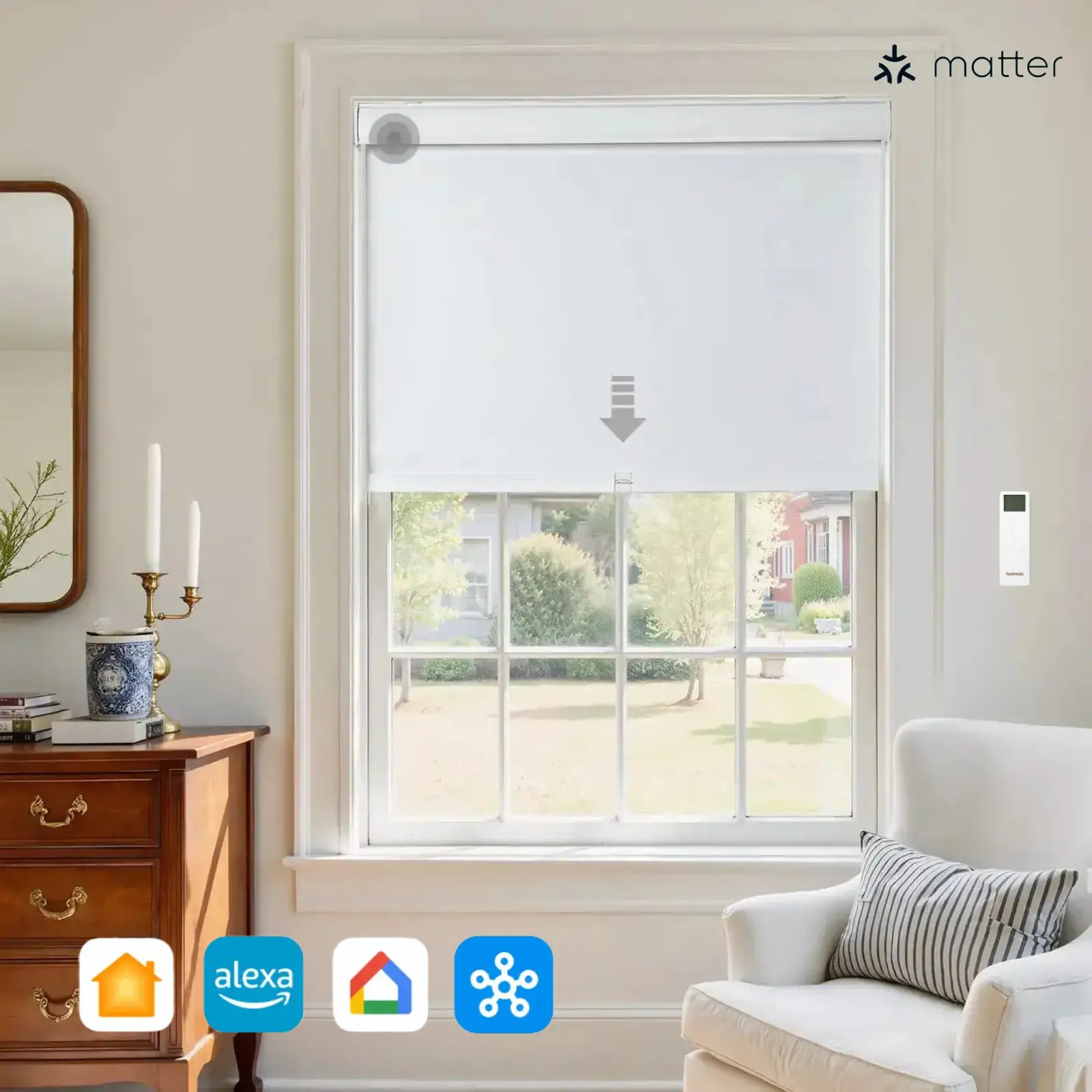 Alvin Motorized Waterproof Blackout Roller Shade - Image 3