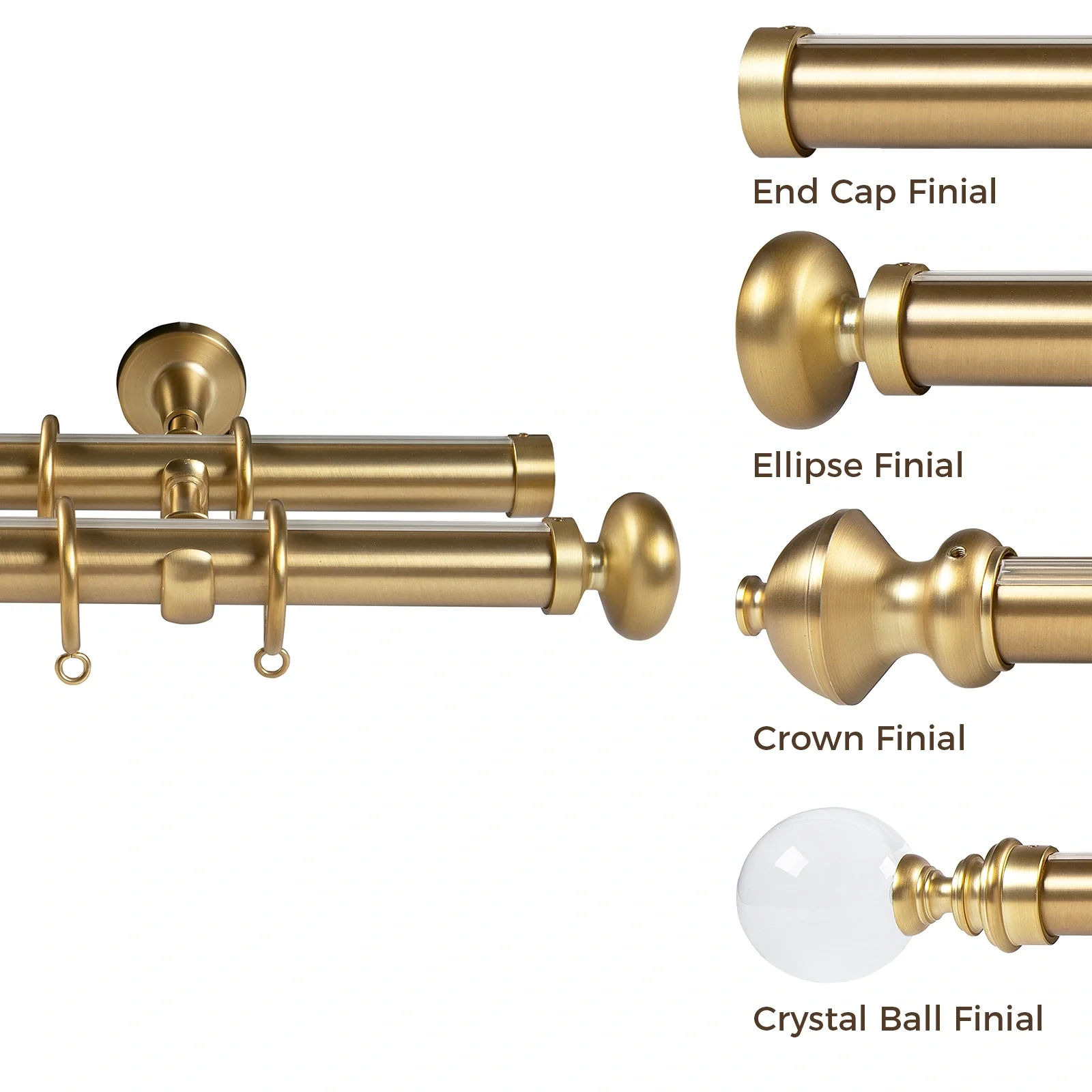 Arno Double Decorative Curtain Rod with Rings - Image 2