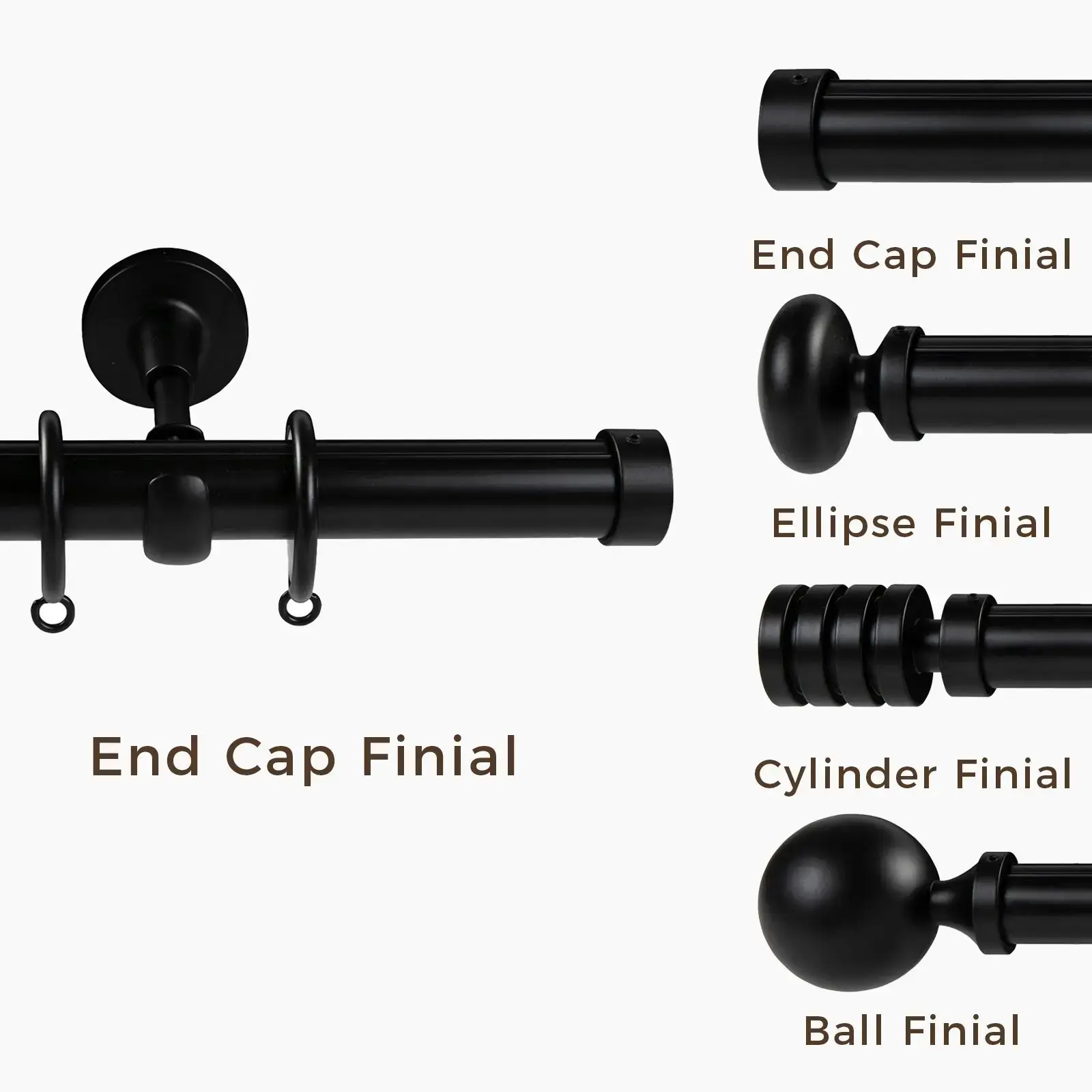 Arno Single Decorative Curtain Rod with Rings - Image 27