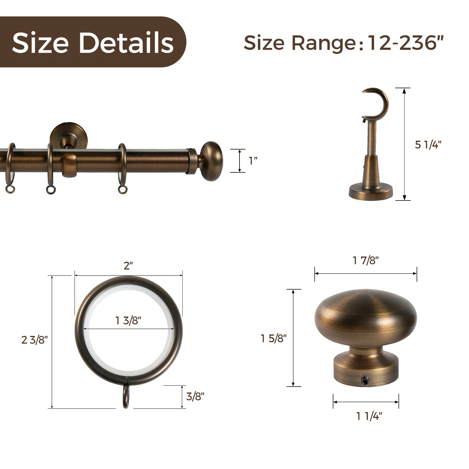 Arno Single Decorative Curtain Rod with Rings - Image 8