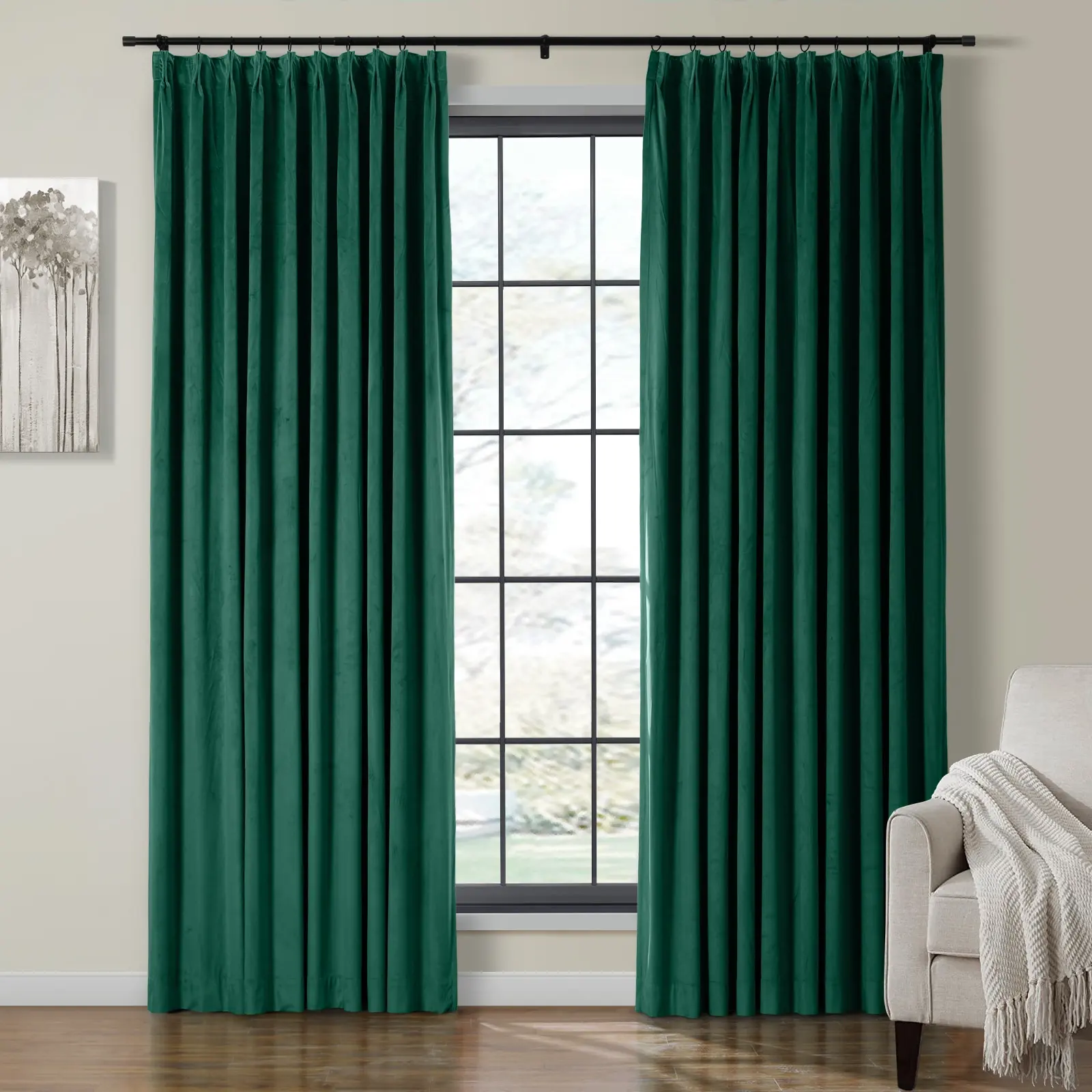 Birkin Velvet Curtain Pinch Pleated Thermal Drapes - Image 67