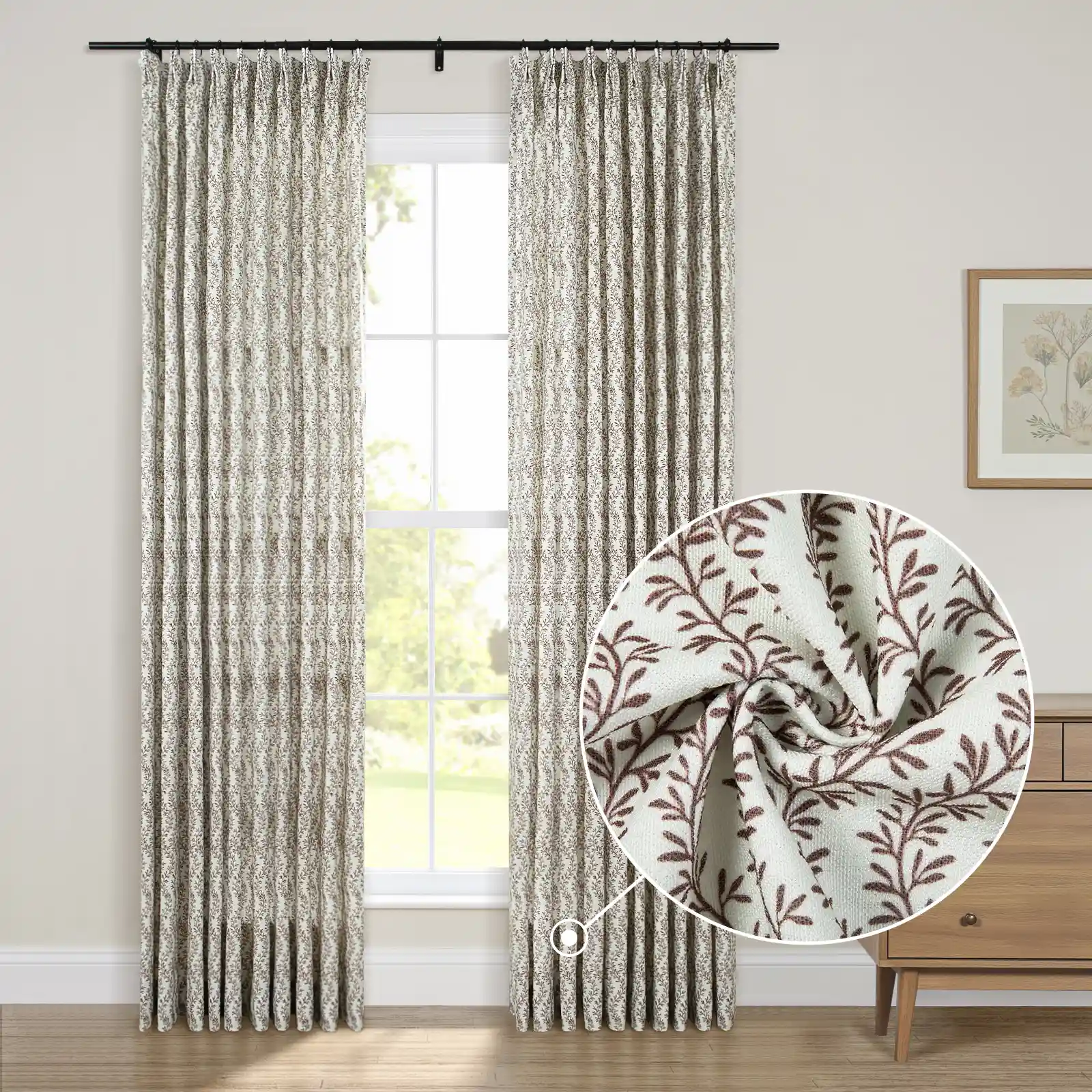 Britt Bengoechea Floral Print Linen Cotton Drapery Pleated - Image 144