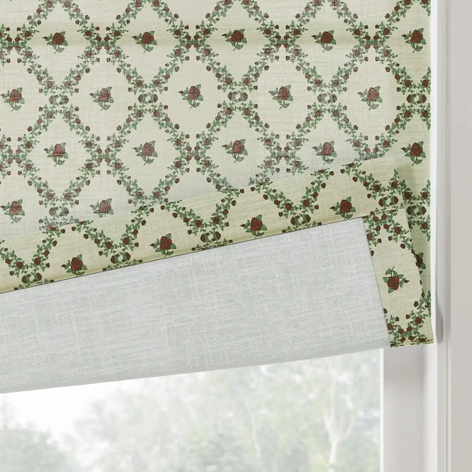 Britt Bengoechea Floral Print Linen Cotton Roman Shade Cordless - Image 40