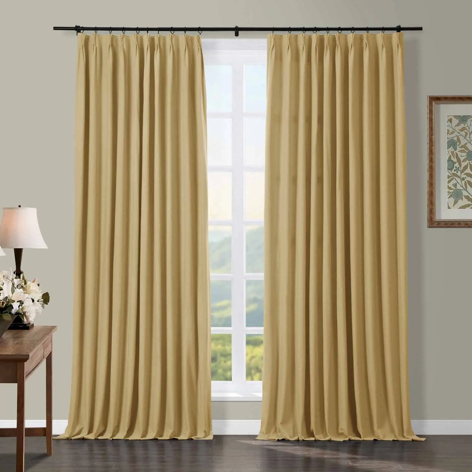 Broad 100% Cotton Plain Weave Curtain Pleated - Image 14