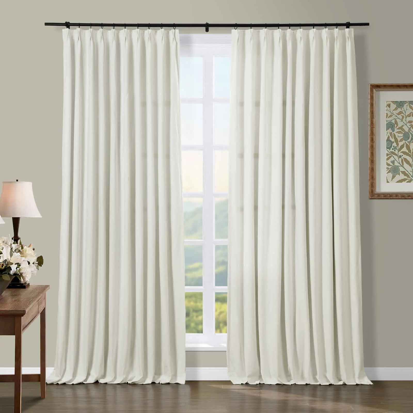 Broad 100% Cotton Plain Weave Curtain Pleated - Image 16