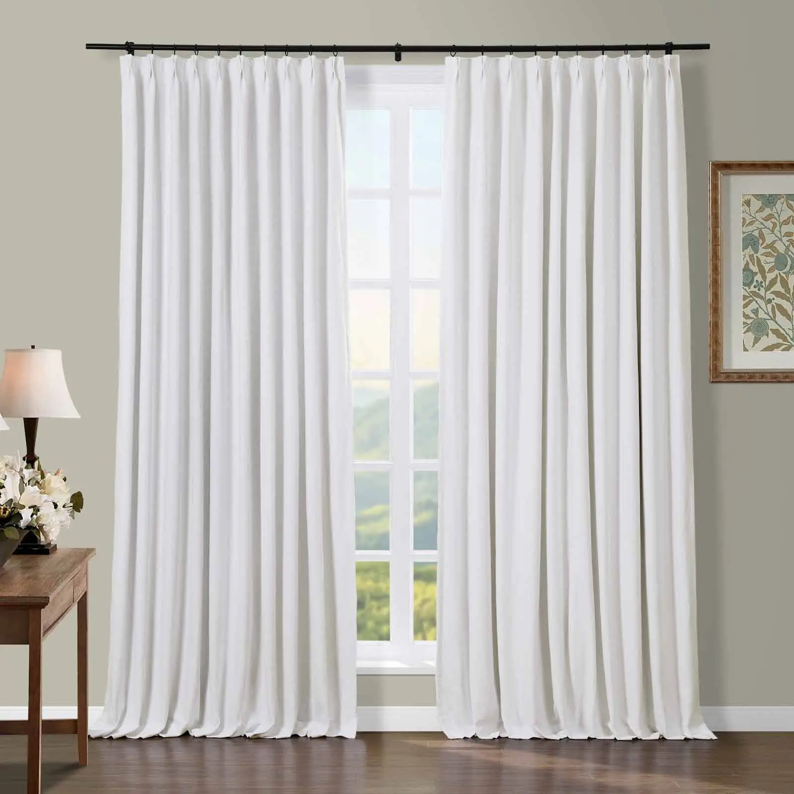 Broad 100% Cotton Plain Weave Curtain Pleated - Image 17