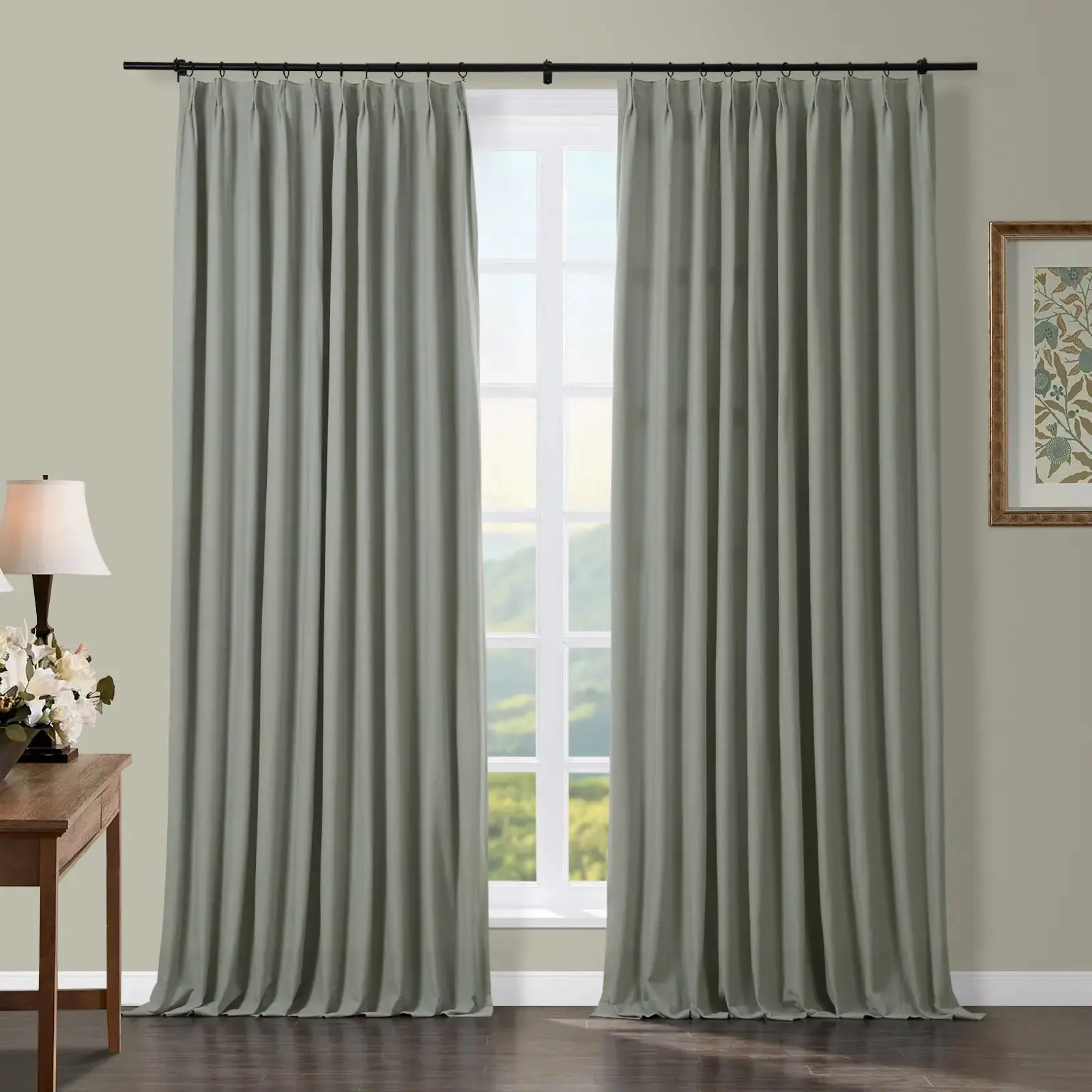 Broad 100% Cotton Plain Weave Curtain Pleated - Image 18