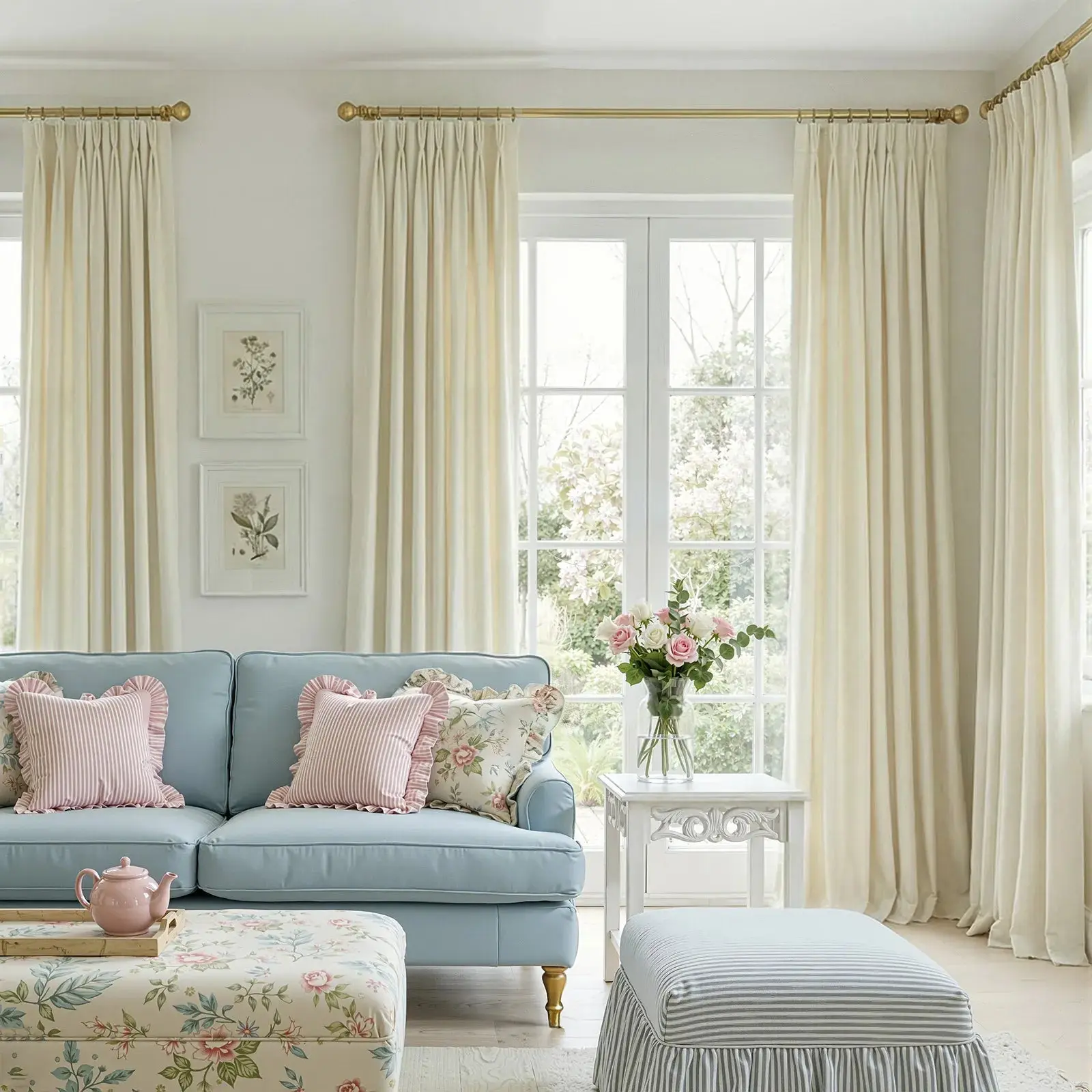 Broad 100% Cotton Plain Weave Curtain Pleated - Image 5