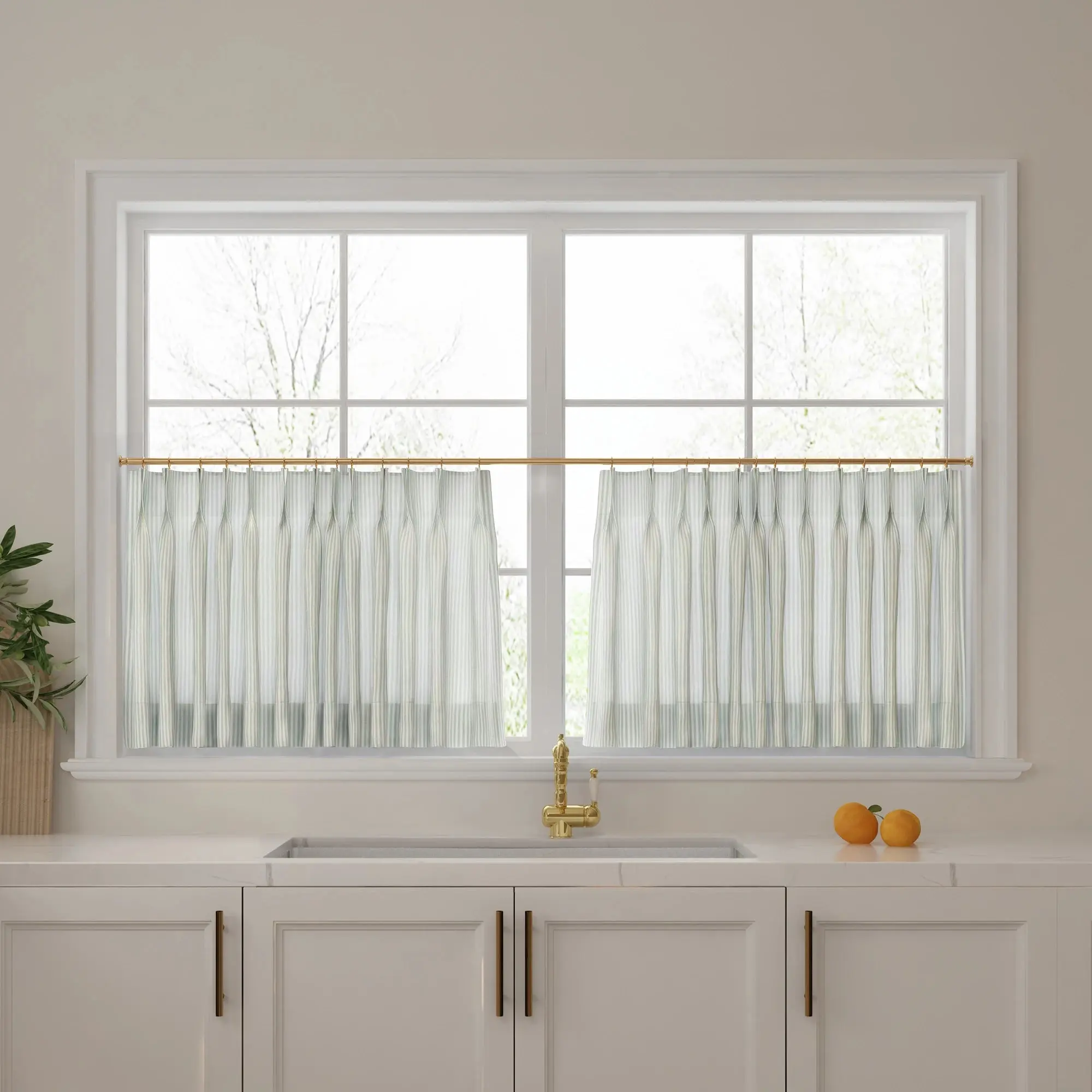Celia Striped Plaid Cafe Curtain - Image 26