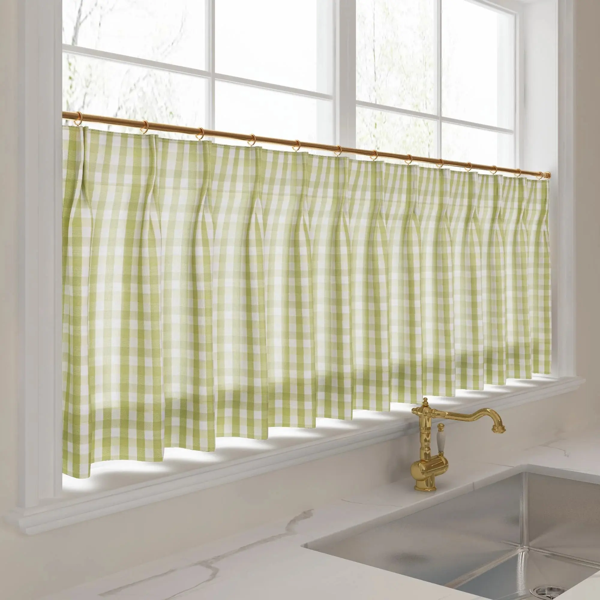 Celia Striped Plaid Cafe Curtain - Image 29
