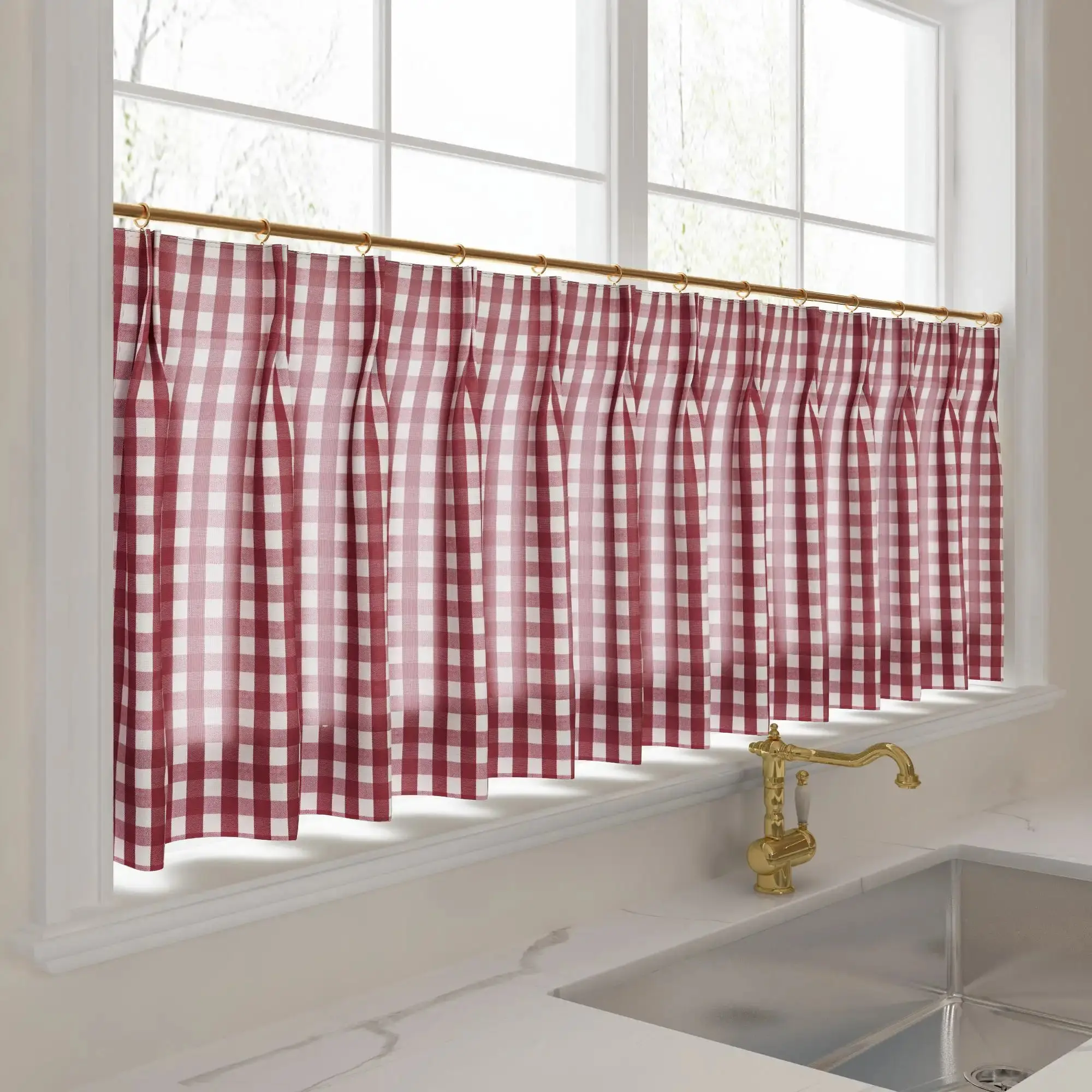 Celia Striped Plaid Cafe Curtain - Image 38