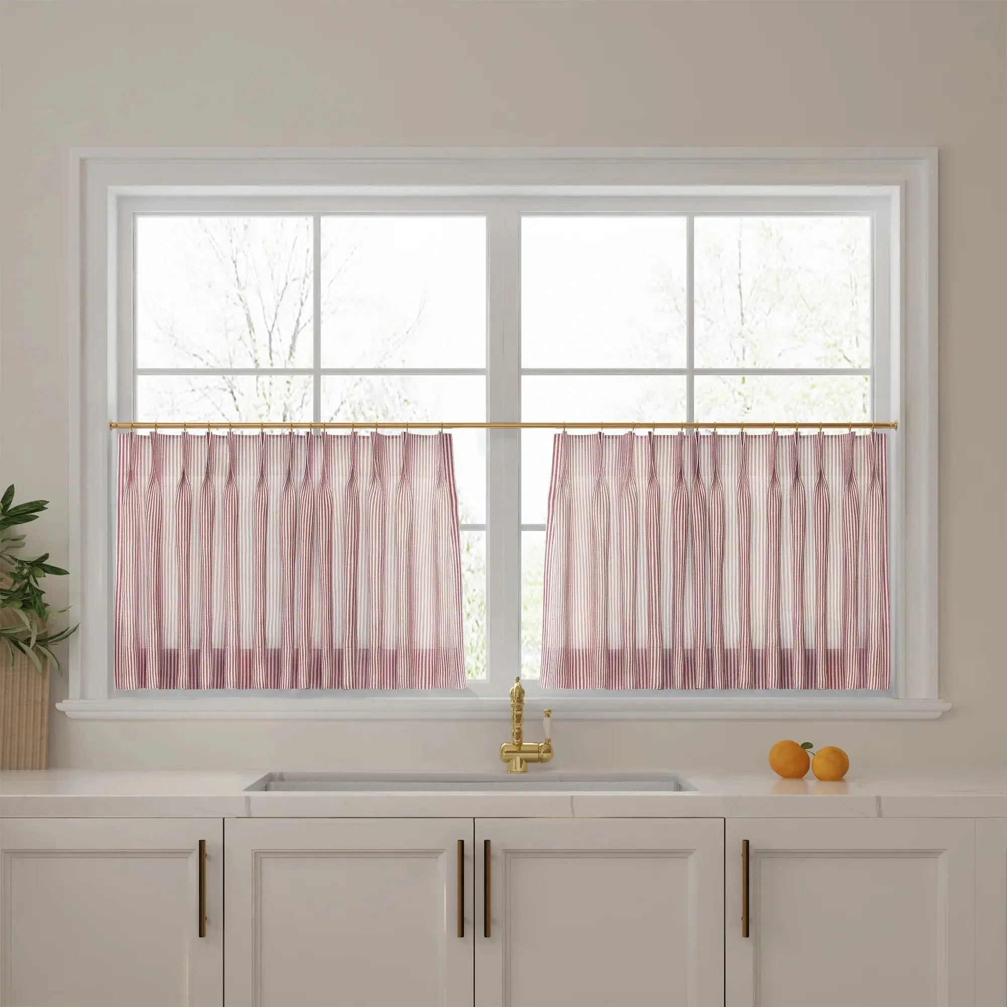 Celia Striped Plaid Cafe Curtain - Image 41