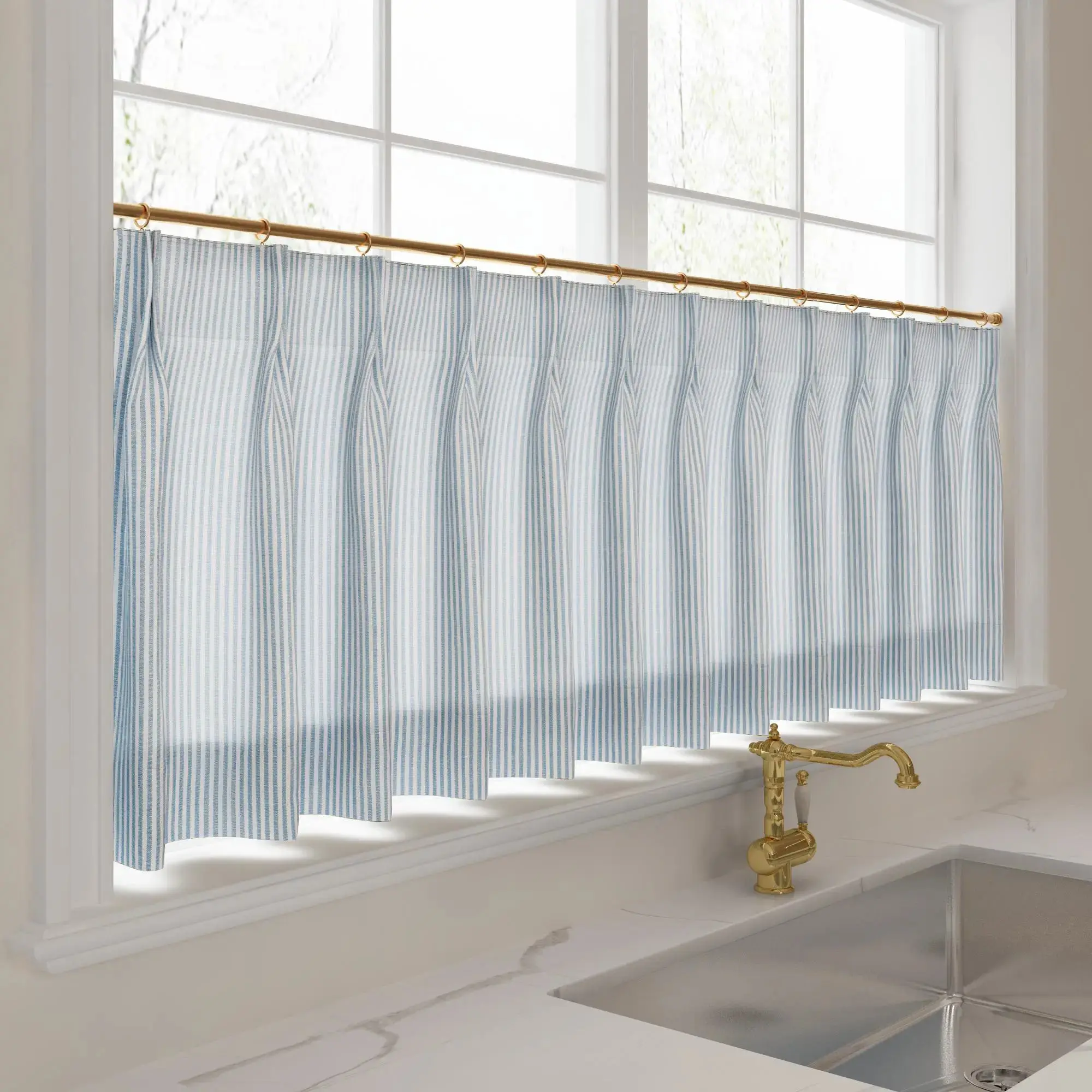 Celia Striped Plaid Cafe Curtain - Image 48