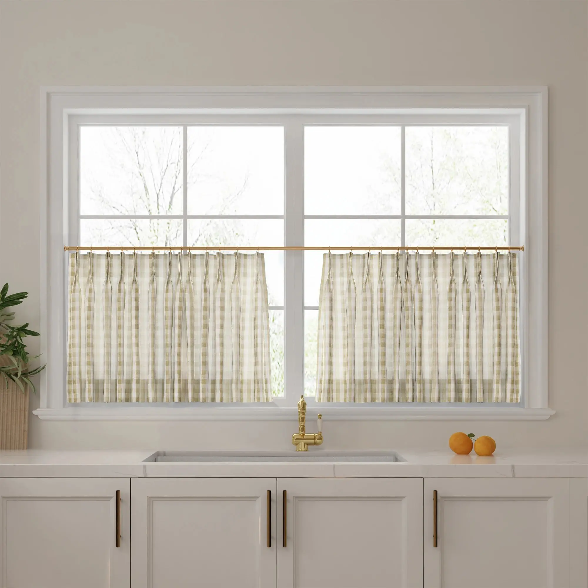 Celia Striped Plaid Cafe Curtain - Image 82