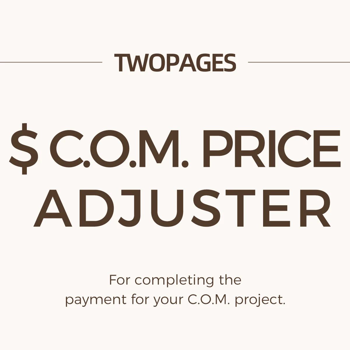 C.O.M. Price Adjuster