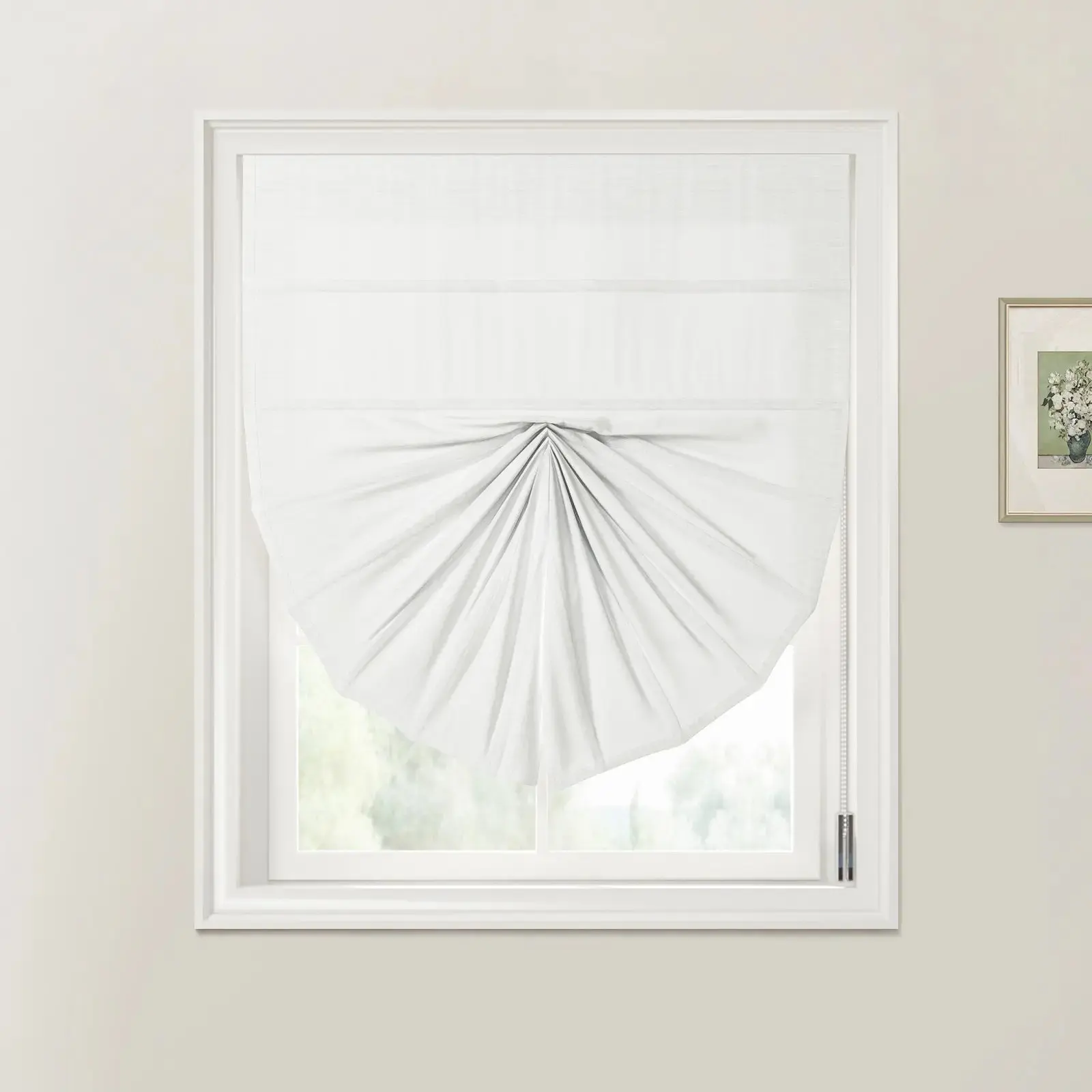 Custom Fan Roman Shades Cord Lift