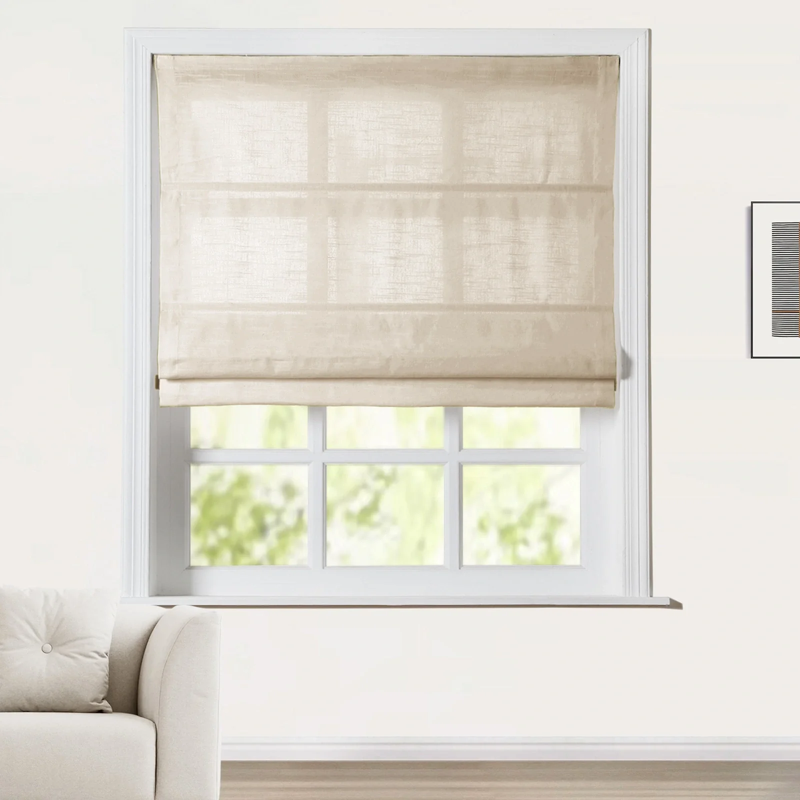 Custom Linen Roman Shade Cordless - Image 25