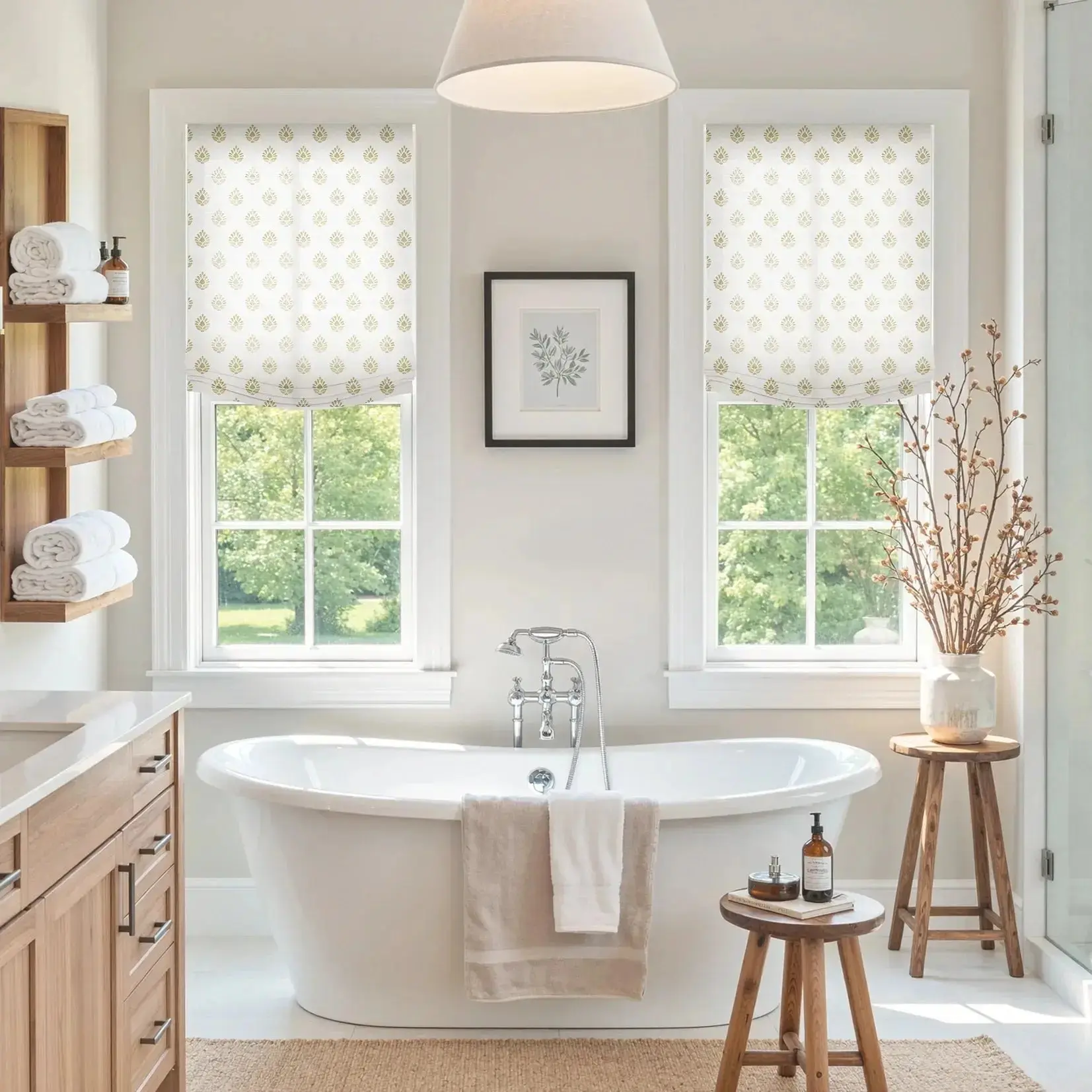 Custom Relaxed Roman Shades Cord Lift - Image 66
