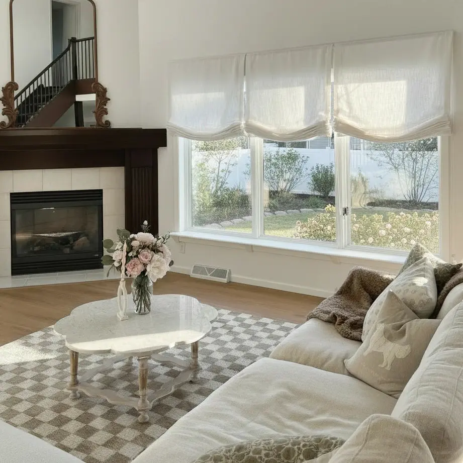 Custom Relaxed Roman Shades Cord Lift - Image 79