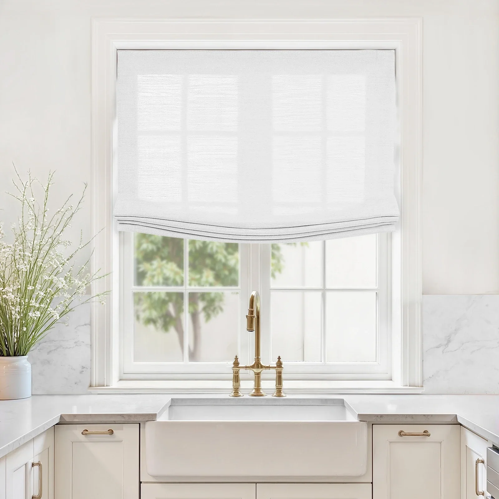 Custom Relaxed Roman Shades Cord Lift - Image 85