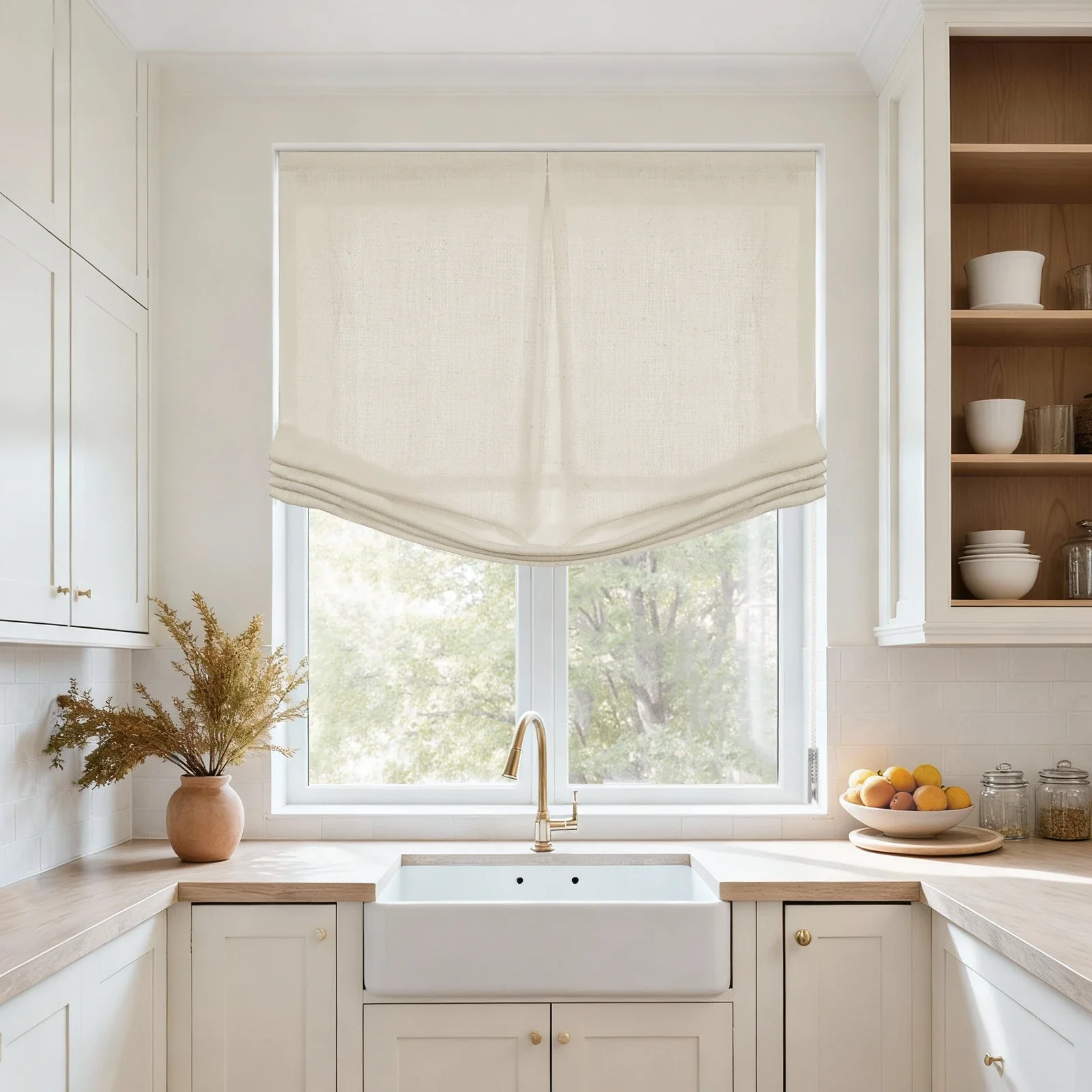 Custom Relaxed Roman Shade with Center Pleat Cord Lift - Image 27