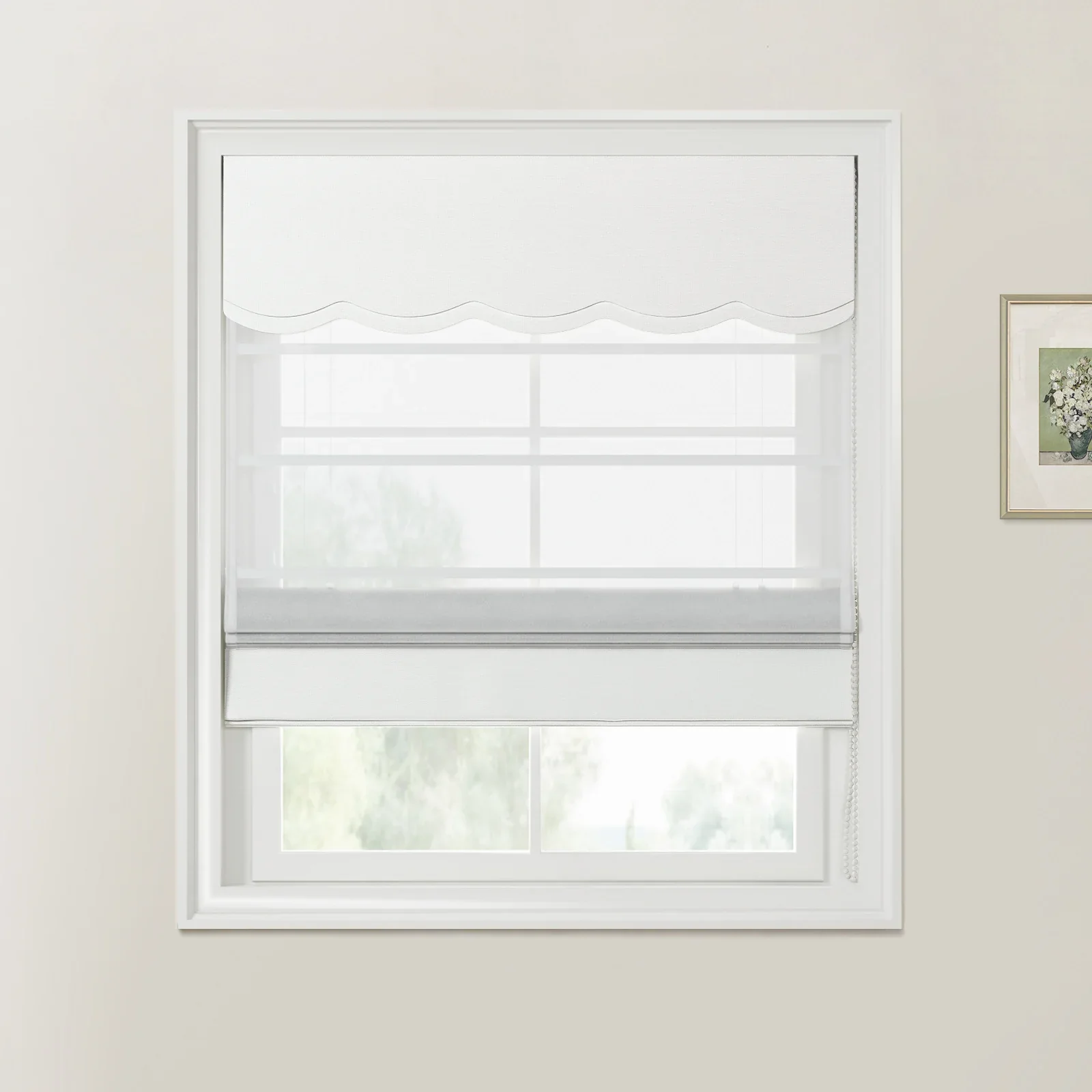 Custom Valanced Day Night Roman Shade Cord Lift