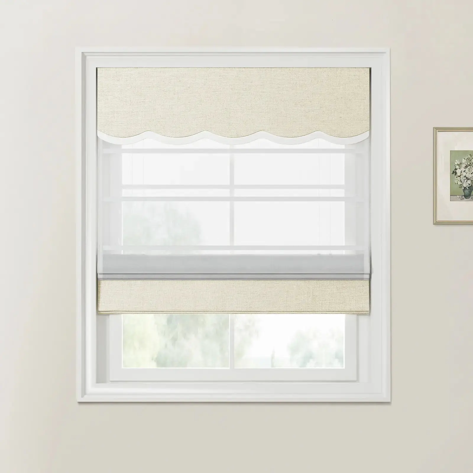 Custom Valanced Day Night Roman Shade Cord Lift - Image 14