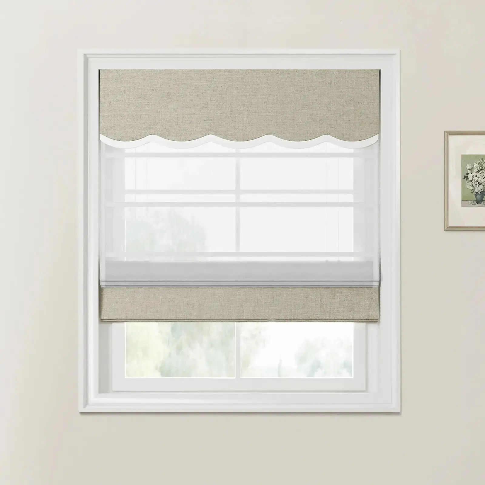 Custom Valanced Day Night Roman Shade Cord Lift - Image 16