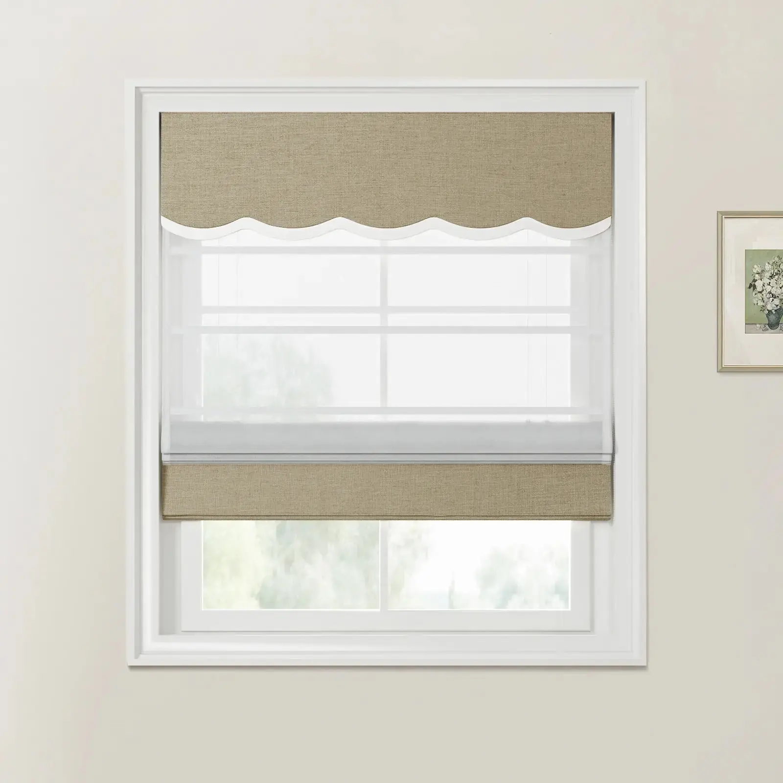 Custom Valanced Day Night Roman Shade Cord Lift - Image 17