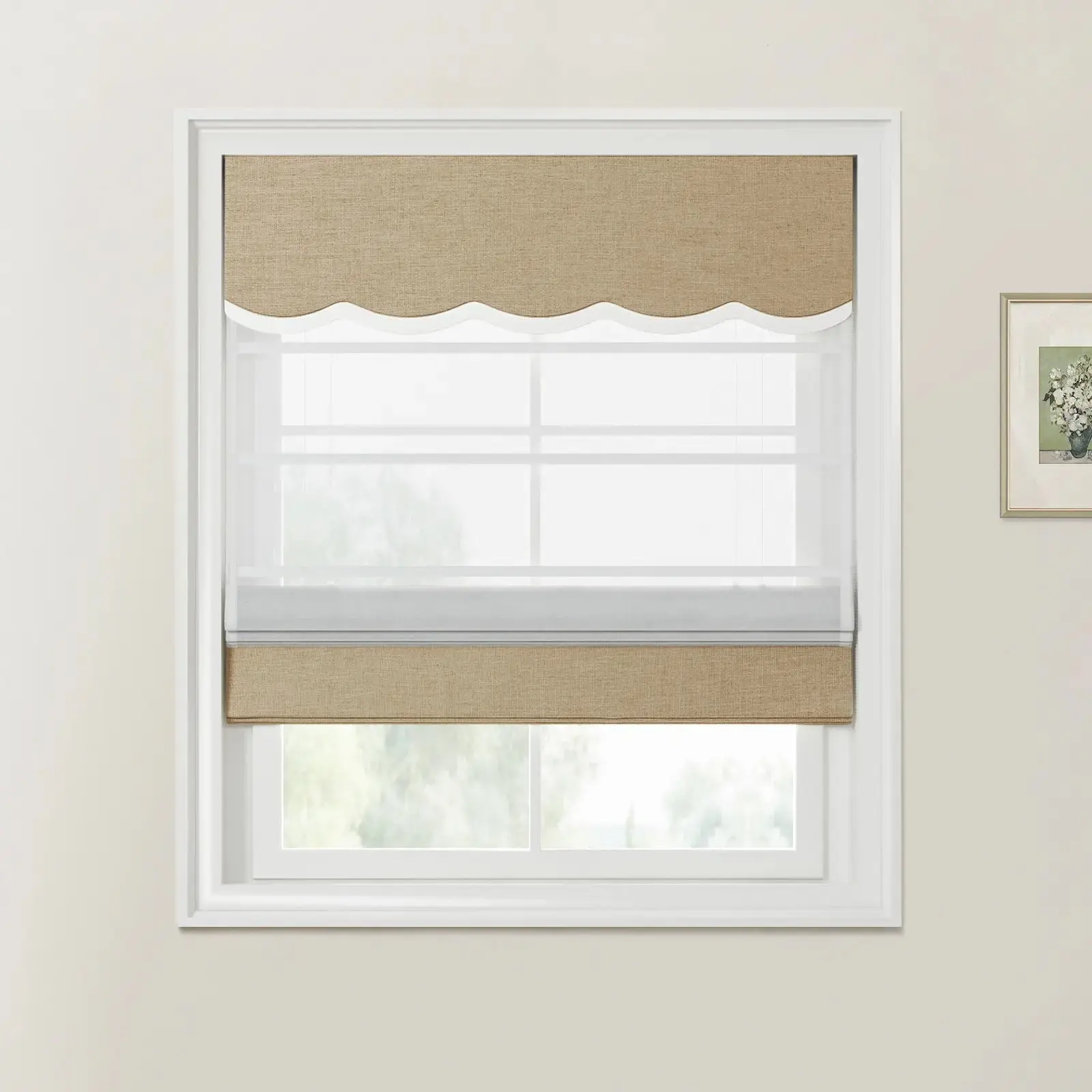 Custom Valanced Day Night Roman Shade Cord Lift - Image 18