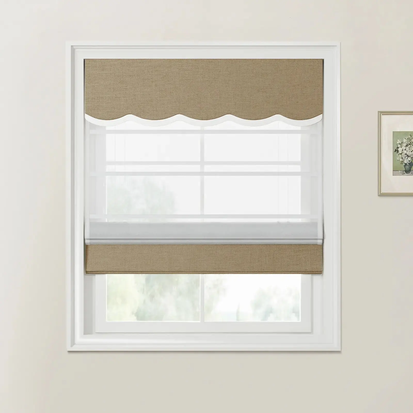 Custom Valanced Day Night Roman Shade Cord Lift - Image 20