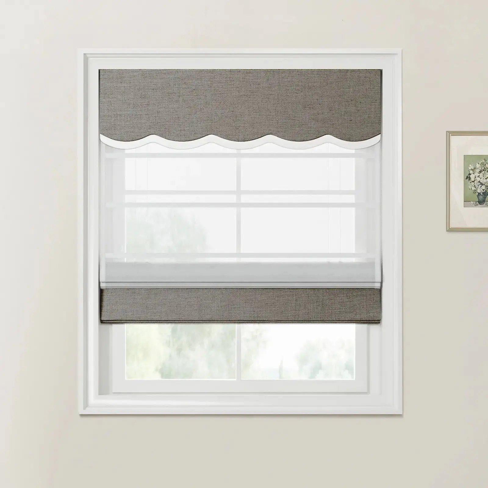Custom Valanced Day Night Roman Shade Cord Lift - Image 23
