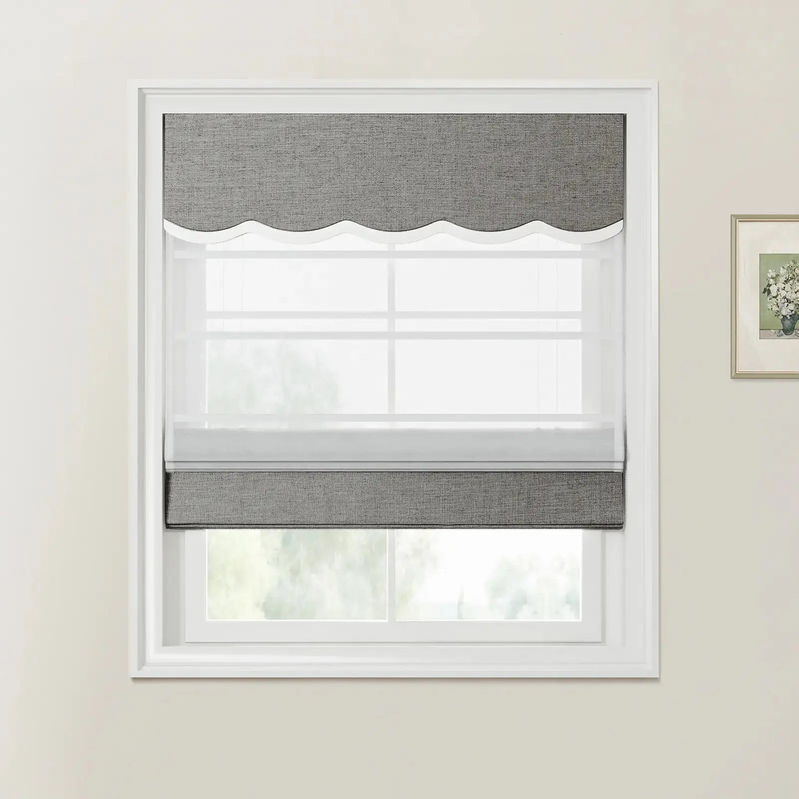 Custom Valanced Day Night Roman Shade Cord Lift - Image 26