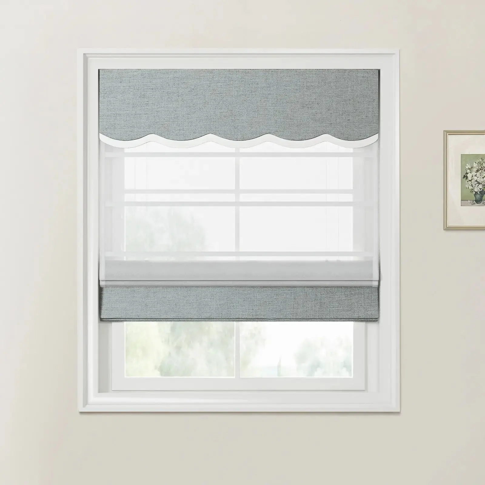 Custom Valanced Day Night Roman Shade Cord Lift - Image 27