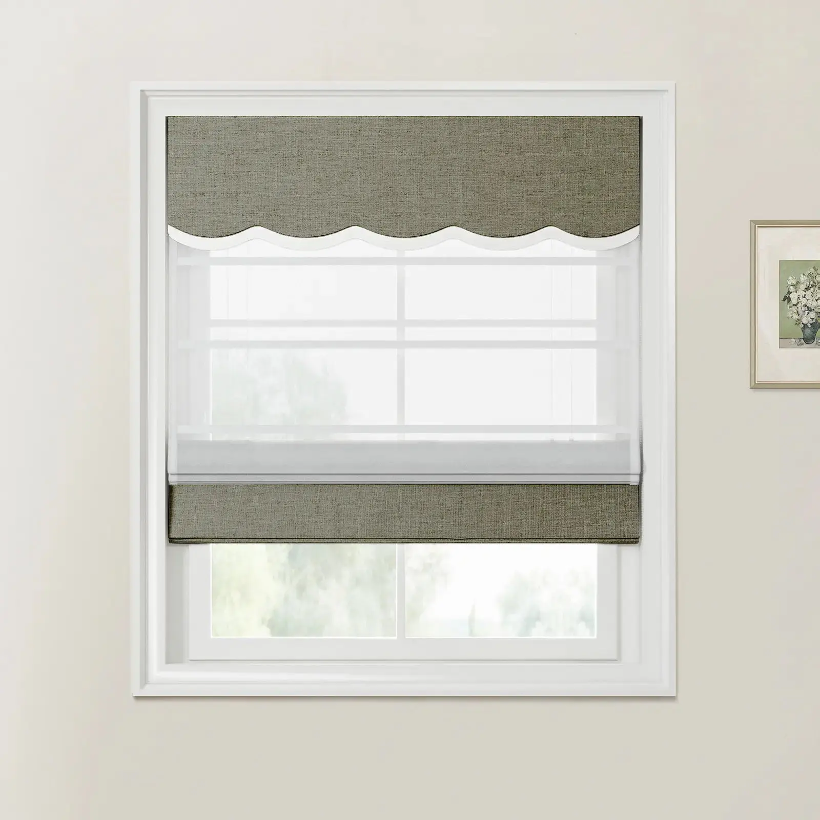 Custom Valanced Day Night Roman Shade Cord Lift - Image 29