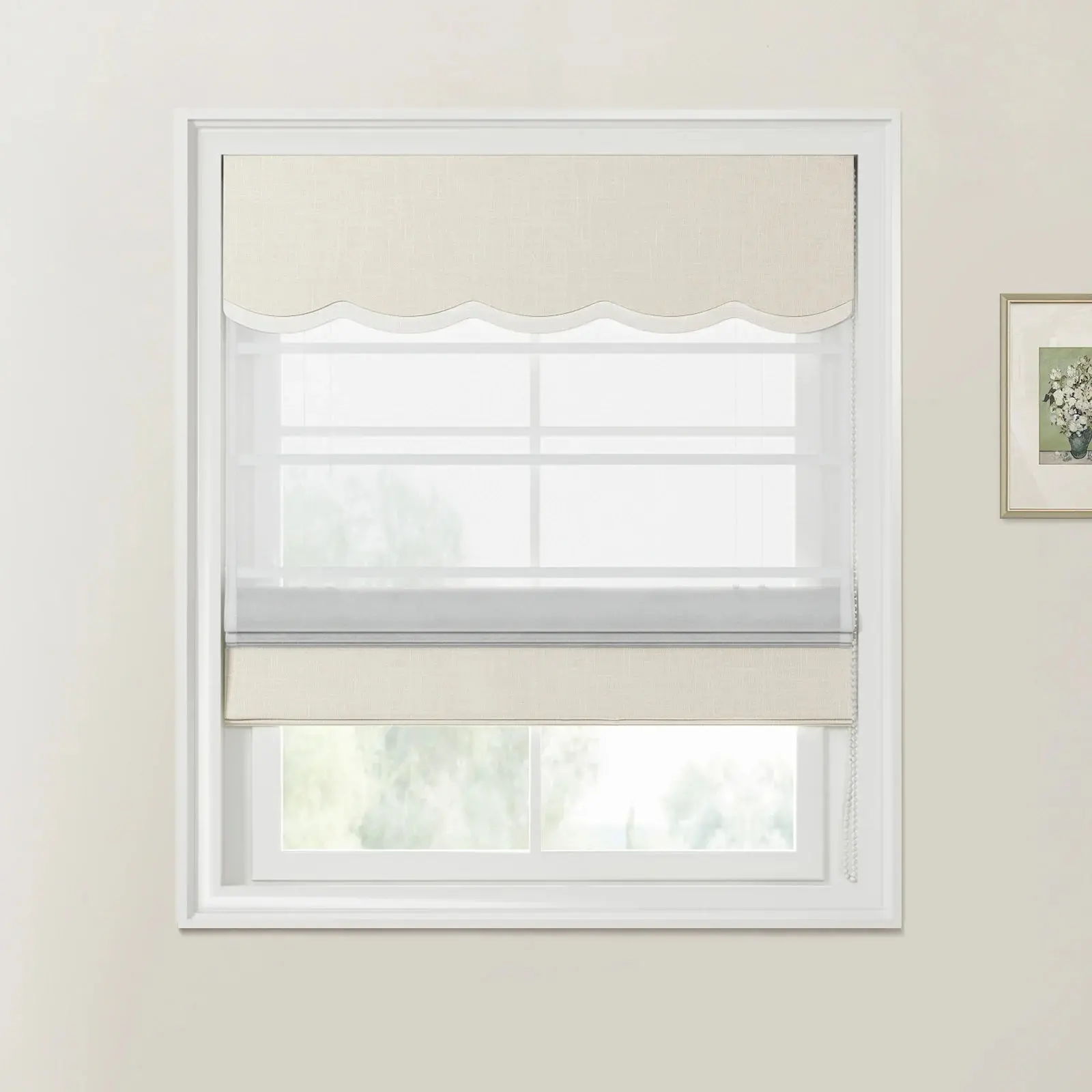 Custom Valanced Day Night Roman Shade Cord Lift - Image 34