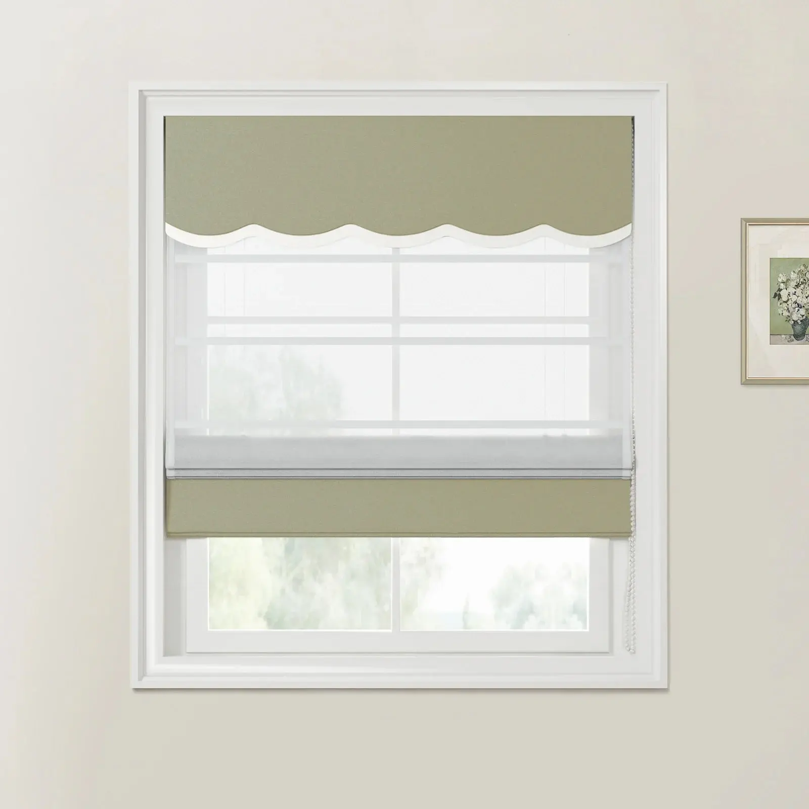 Custom Valanced Day Night Roman Shade Cord Lift - Image 35