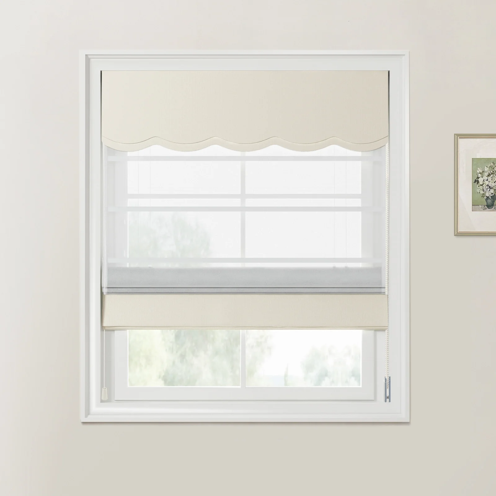 Custom Valanced Day Night Roman Shade Cord Lift - Image 52