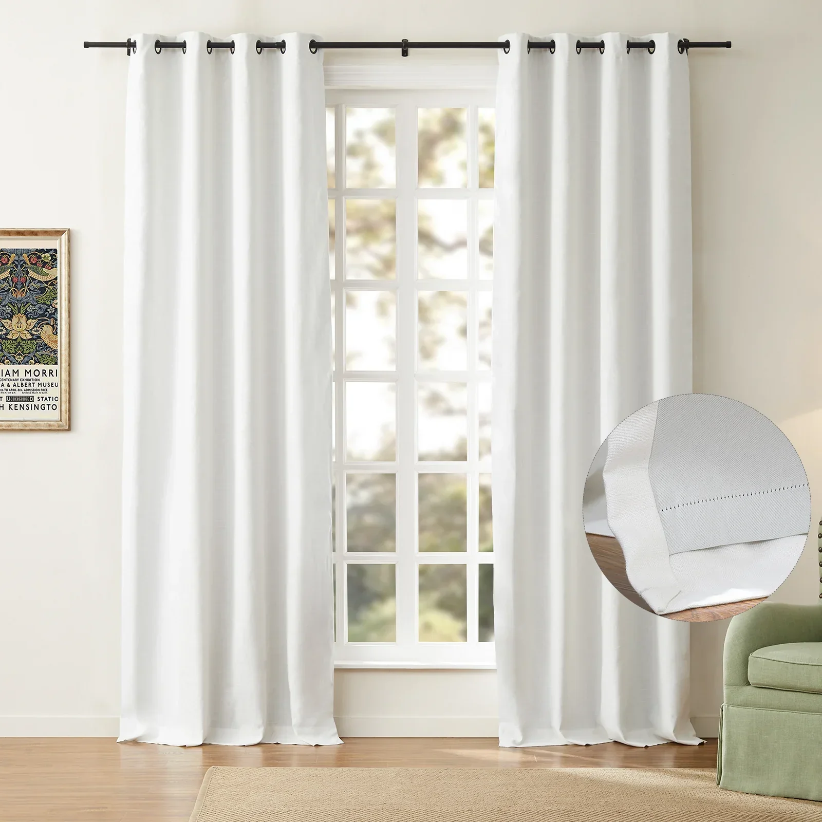 Draperfect Linen Cotton Drapery Grommet with Blackout Lining - Image 5
