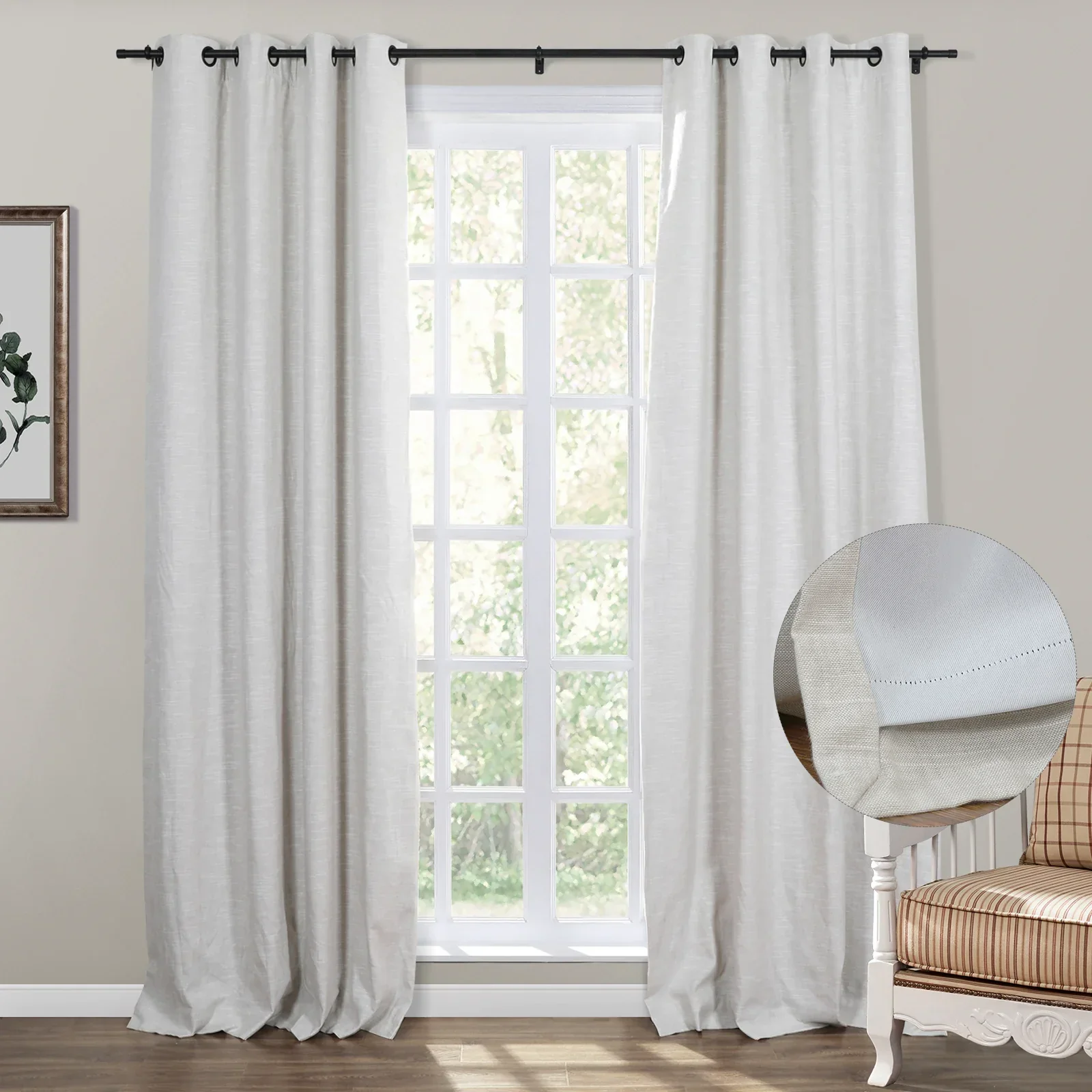 Draperfect Linen Cotton Drapery Grommet with Blackout Lining - Image 7