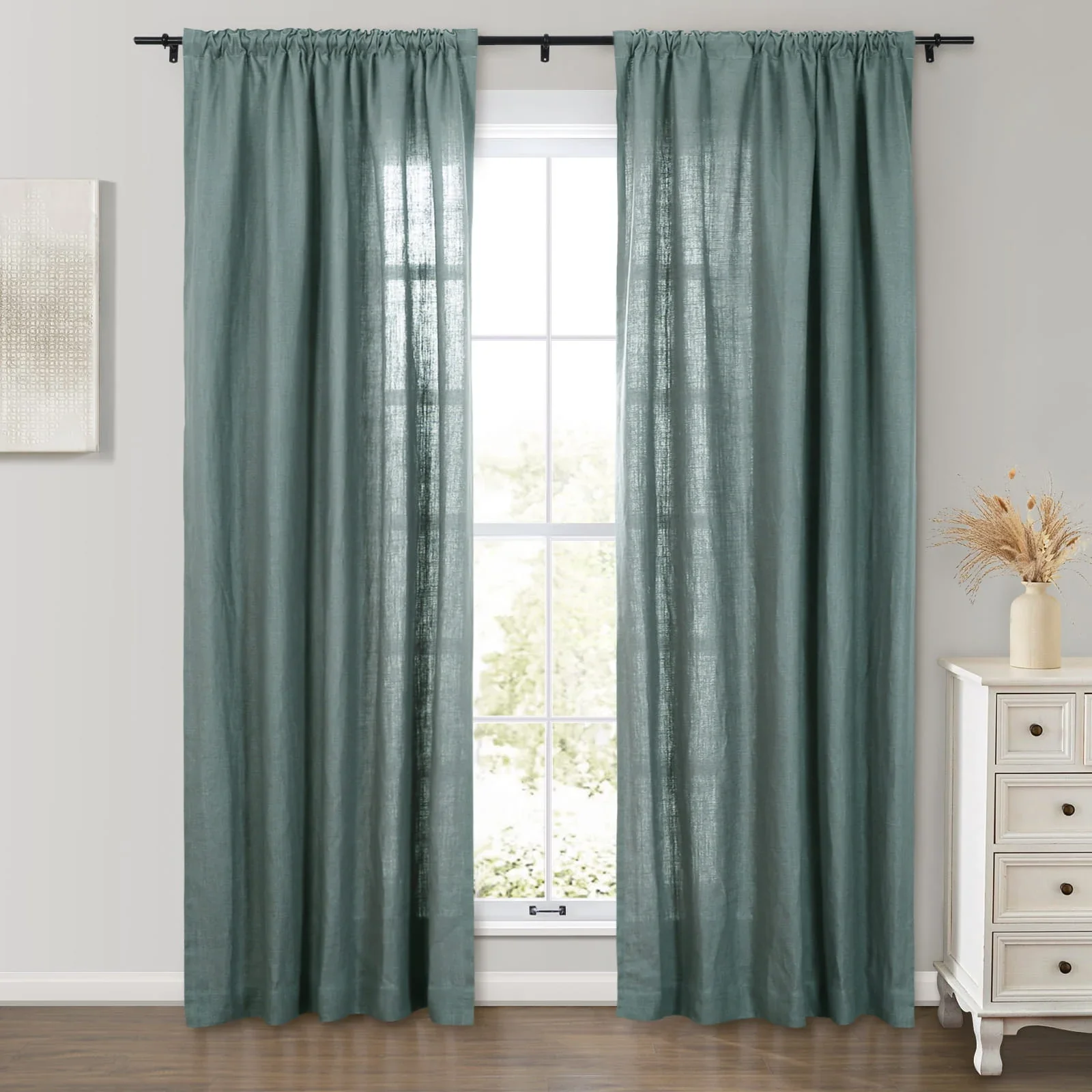 Erin Heavyweight 100% Linen Curtains Soft Top - Image 31