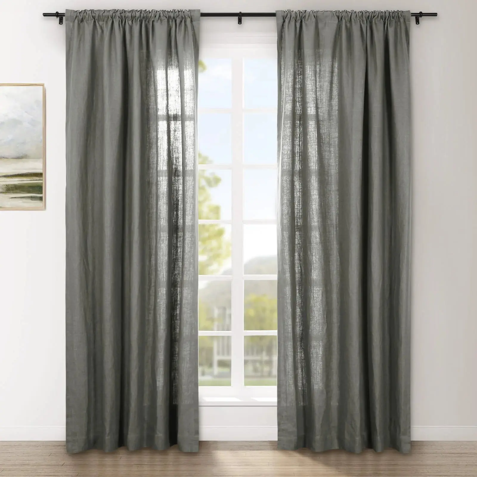 Erin Heavyweight 100% Linen Curtains Soft Top - Image 38