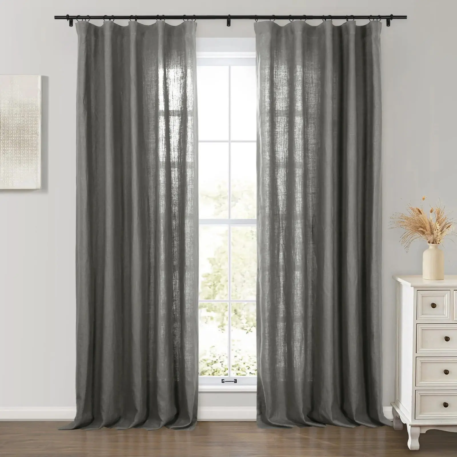 Erin Heavyweight 100% Linen Curtains Soft Top - Image 41