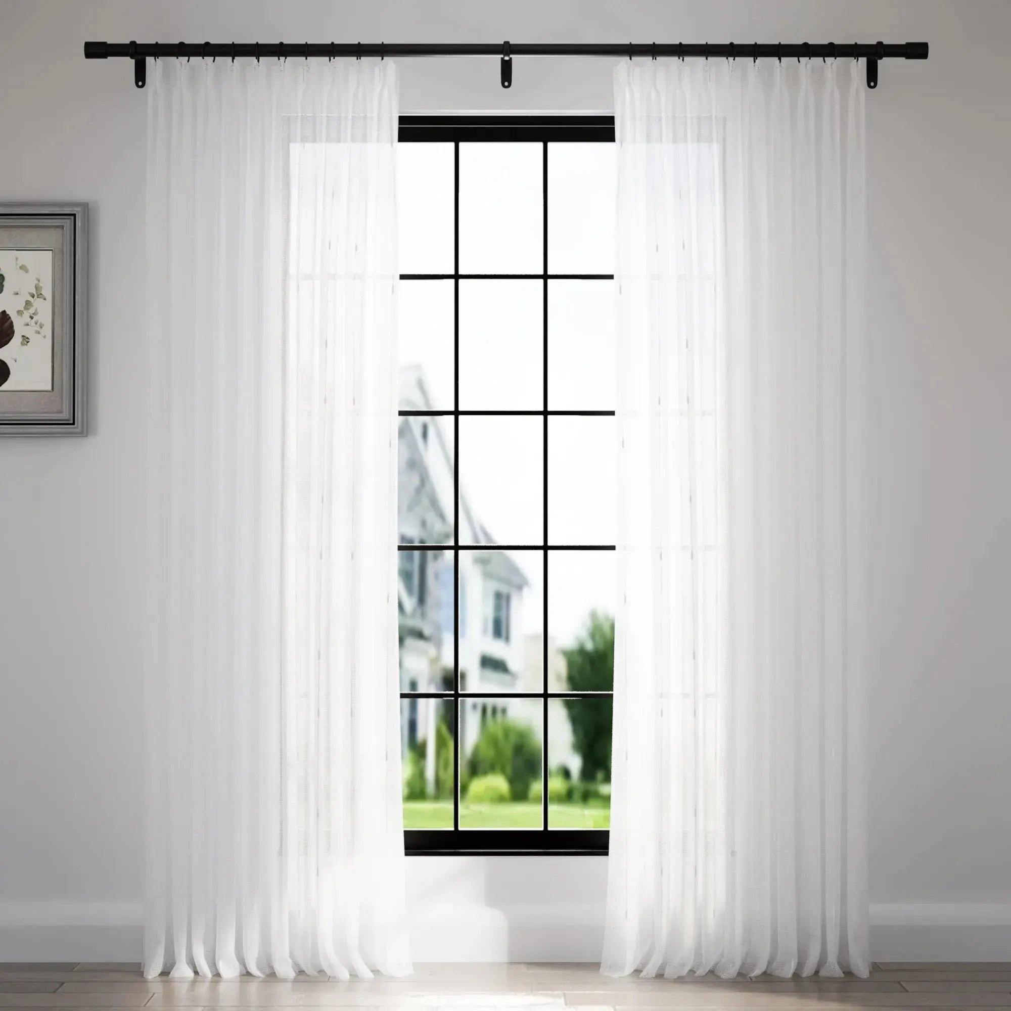 Florida Embossed White Semi Sheer Curtain Pleated - Image 19