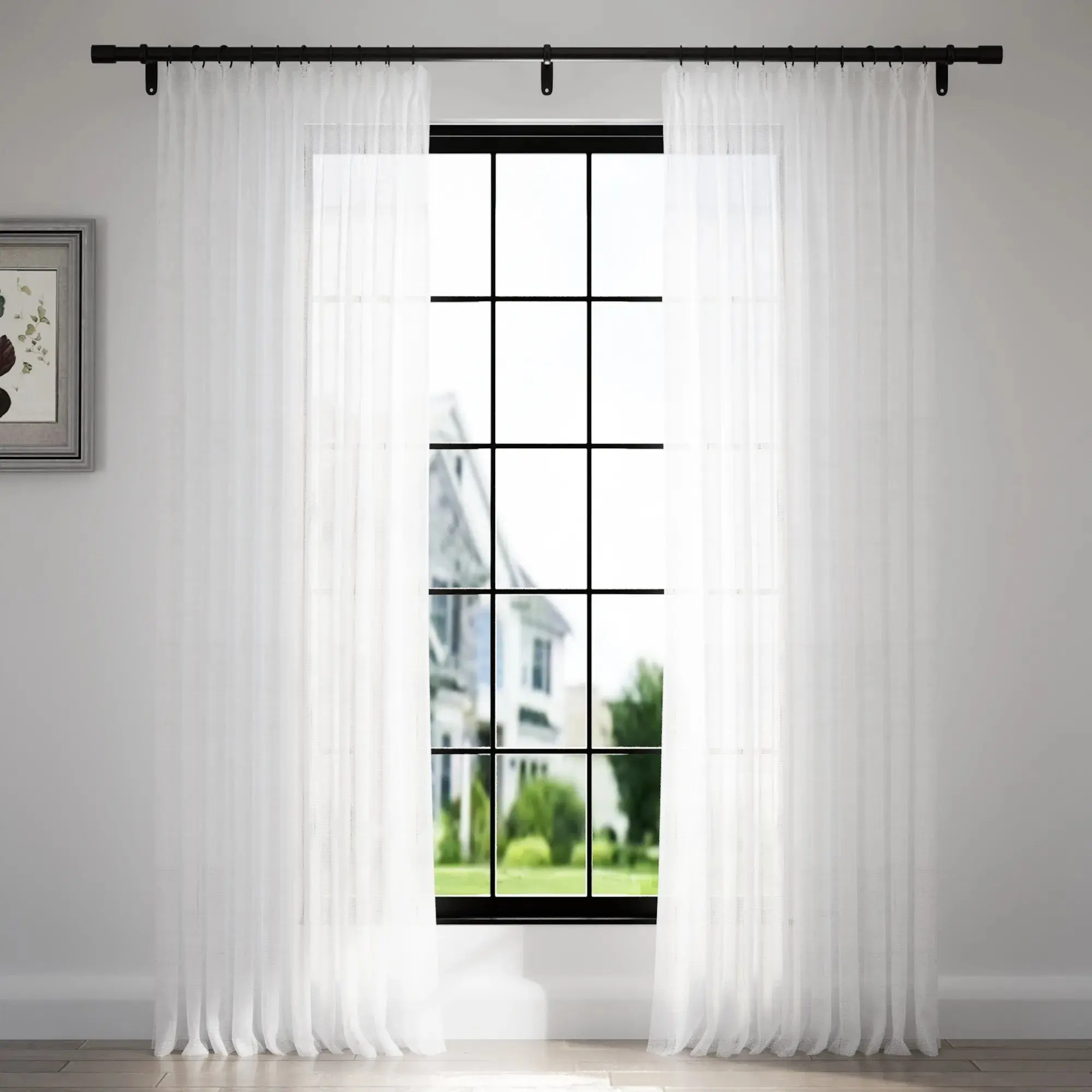 Florida Embossed White Semi Sheer Curtain Pleated - Image 26